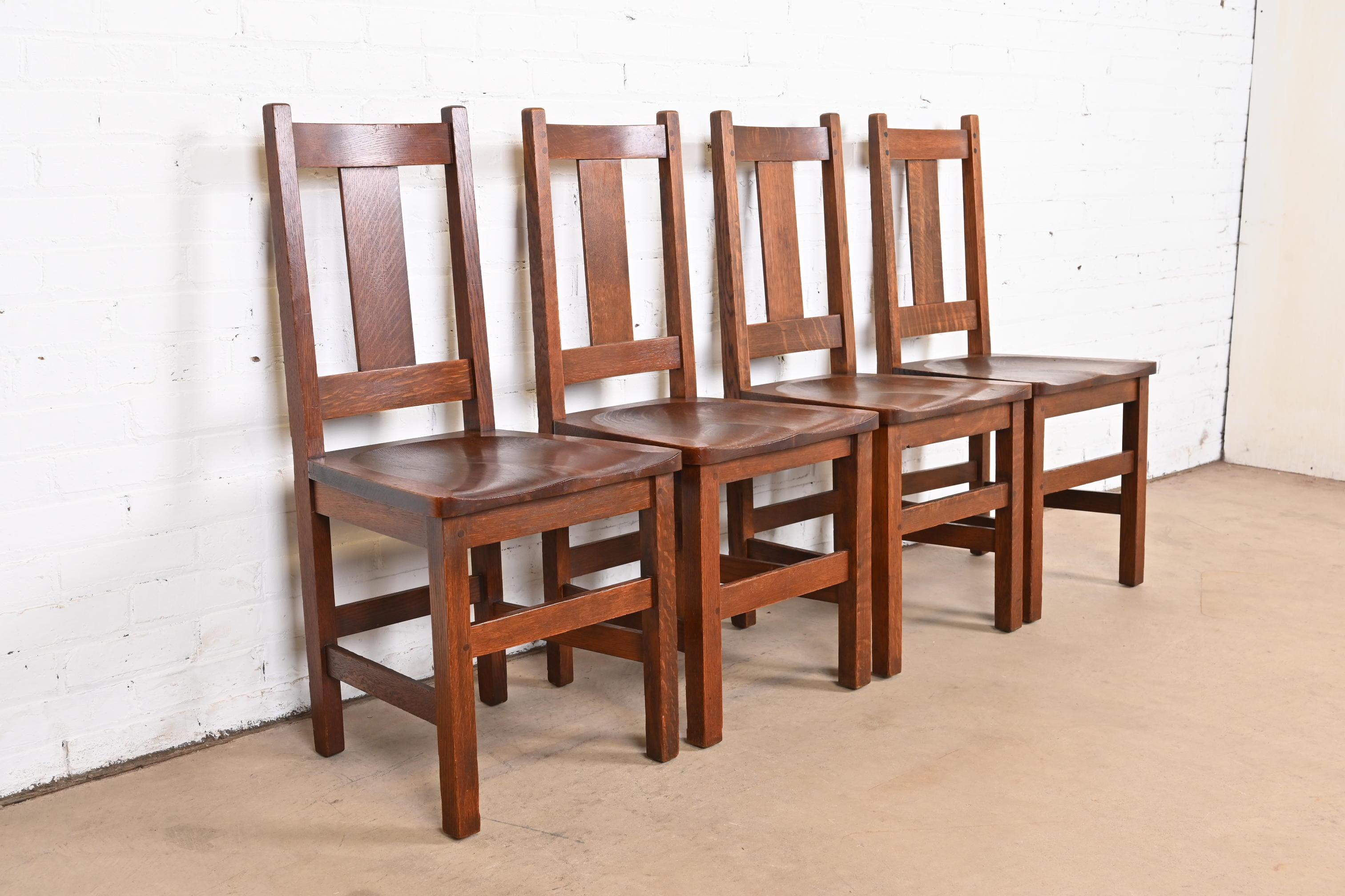 Limbert Mission Oak Arts & Crafts Dining Chairs, Set of Four For Sale 1