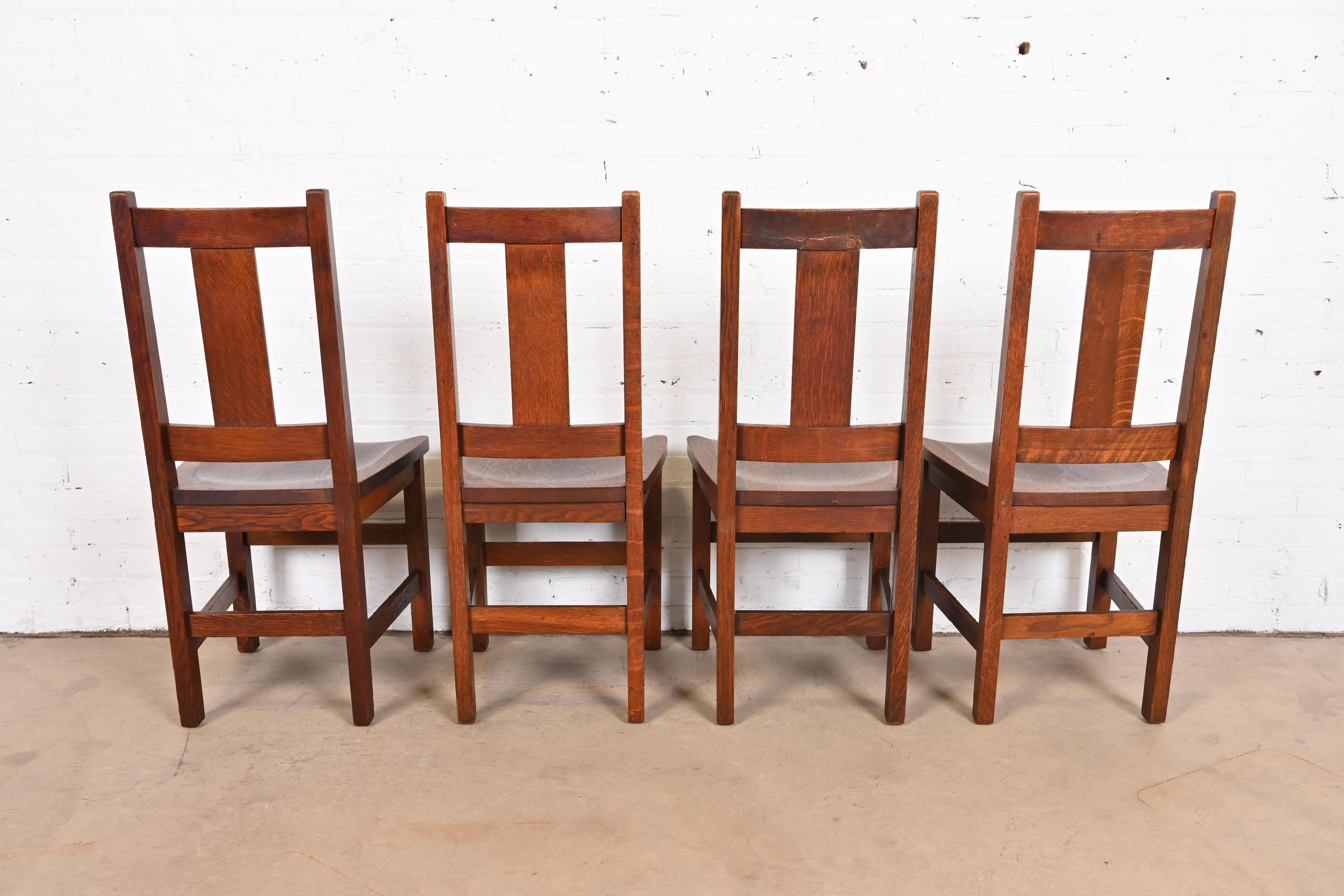 Limbert Mission Oak Arts & Crafts Dining Chairs, Set of Four For Sale 3