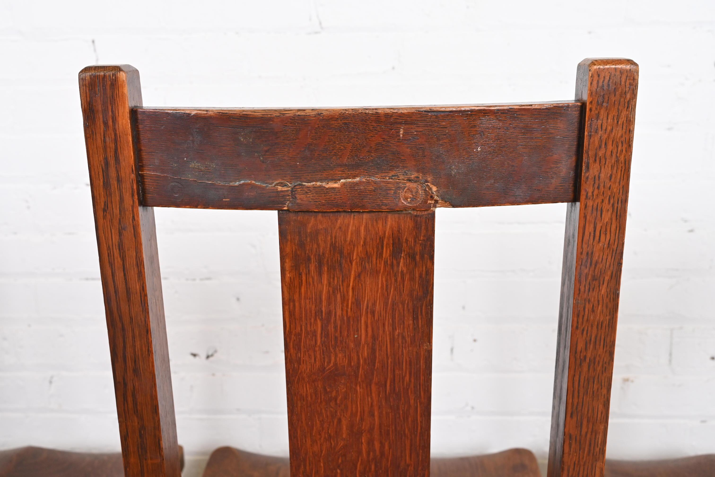 Limbert Mission Oak Arts & Crafts Dining Side Chairs, Pair For Sale 4
