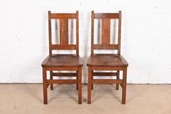Limbert Mission Oak Arts & Crafts Dining Side Chairs, Paar