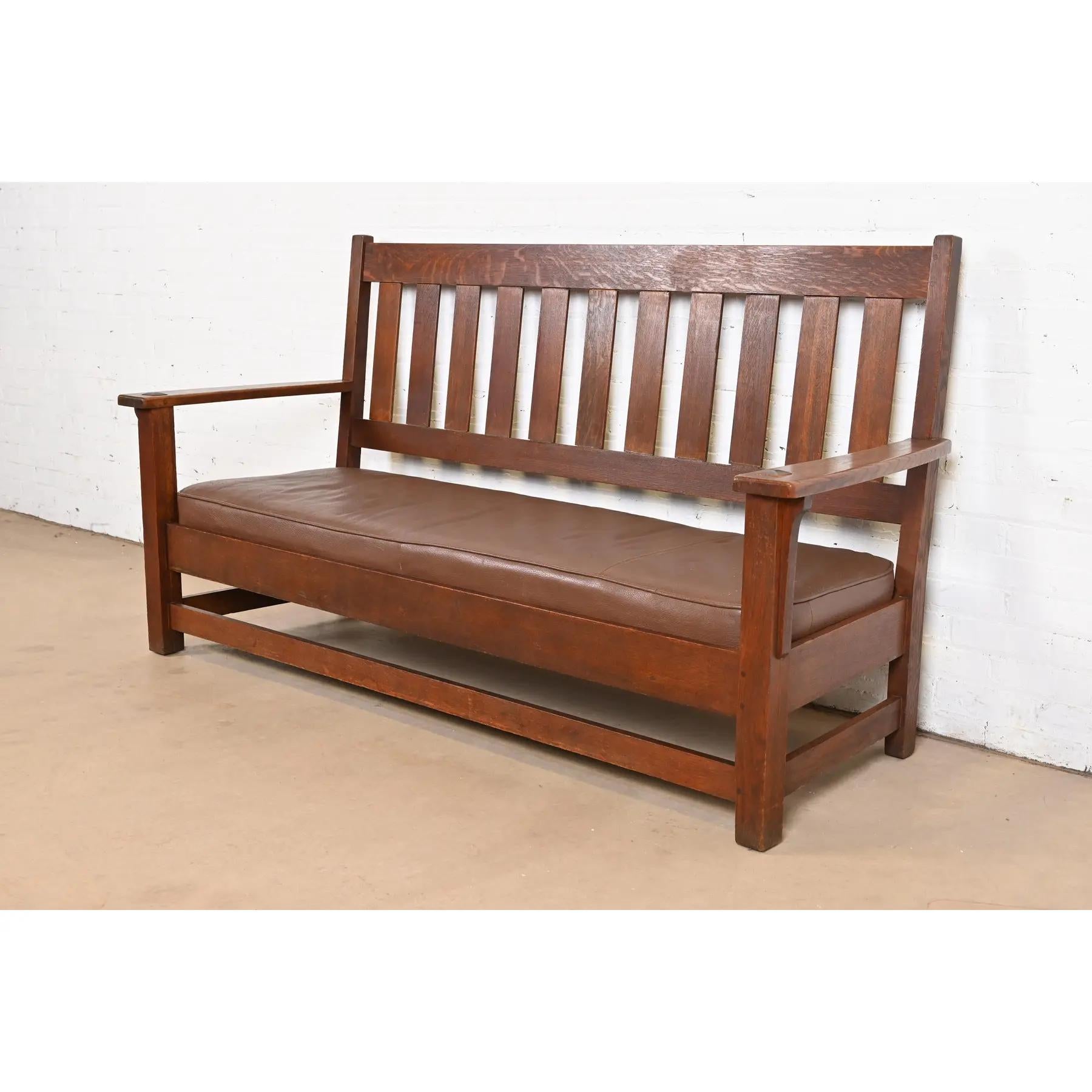Americano Divano o poltrona a bracci aperti in Oak Mission Arts & Crafts, CIRCA 1900 in vendita