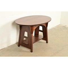Limbert Mission Oak Arts & Crafts Oval Cutout Center Table, Newly Refinished