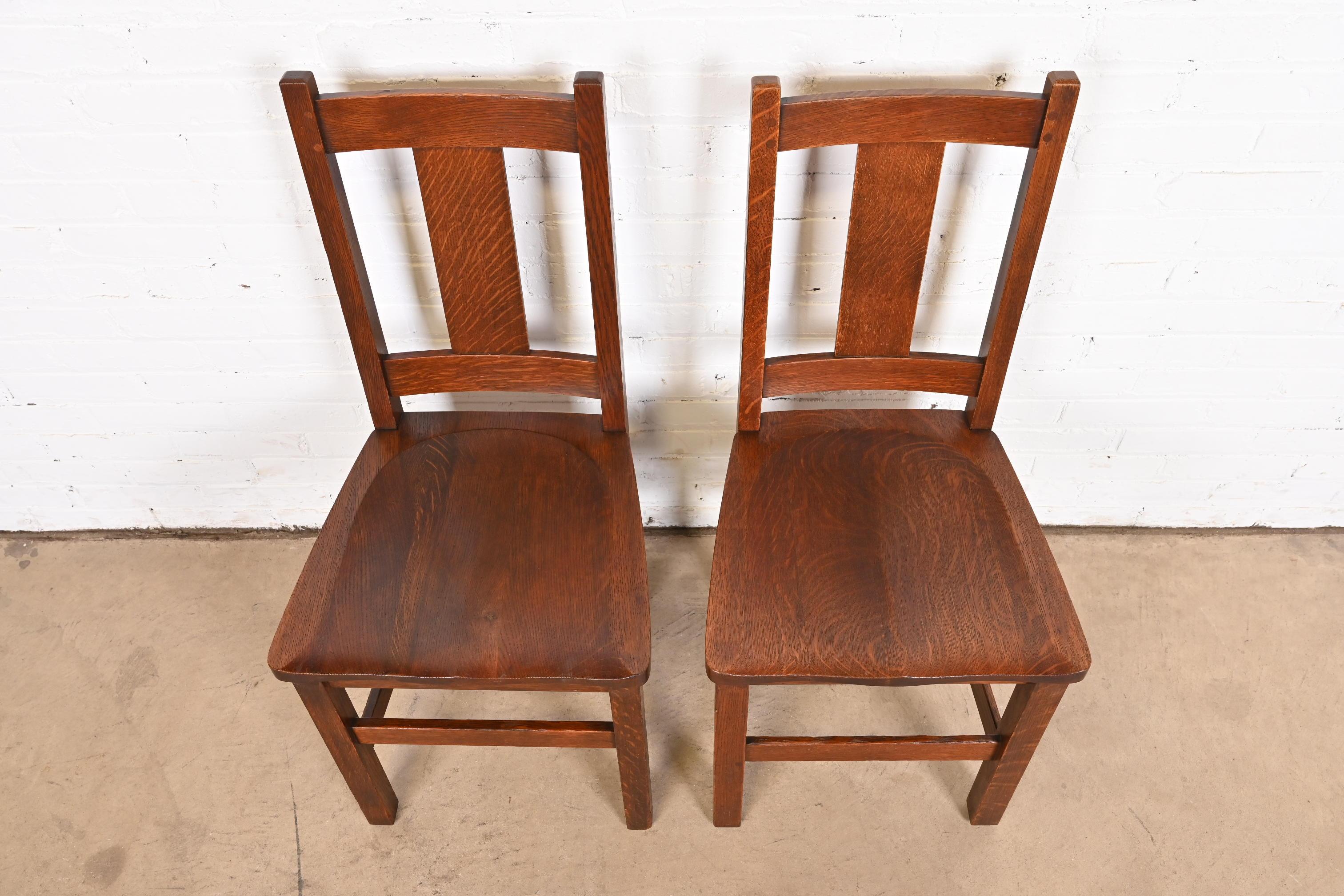Limbert Mission Oak Arts & Crafts Side Chairs, Pair For Sale 2