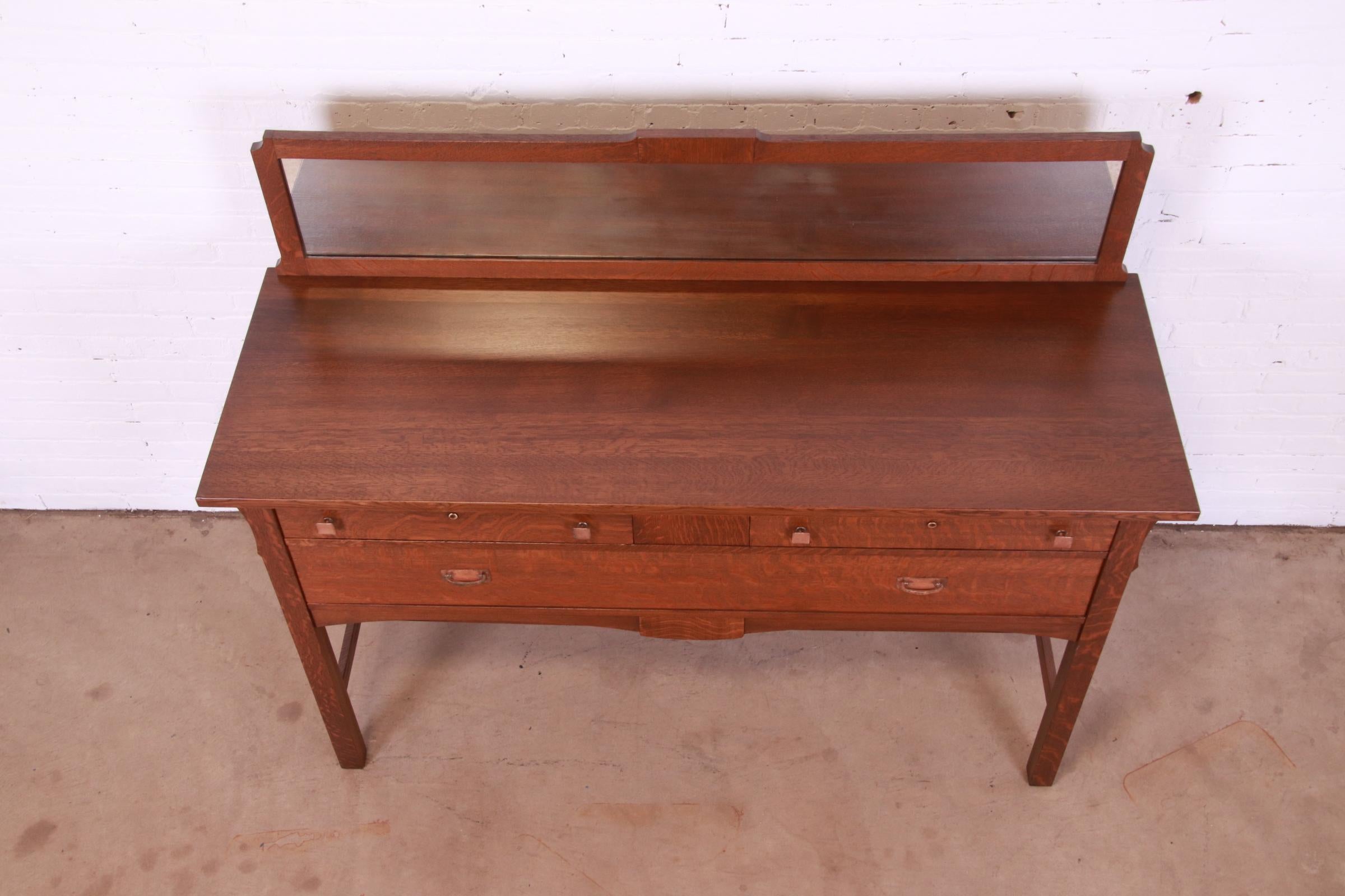 Limbert Mission Oak Arts & Crafts Sideboard Buffet Server, Newly Restored For Sale 5