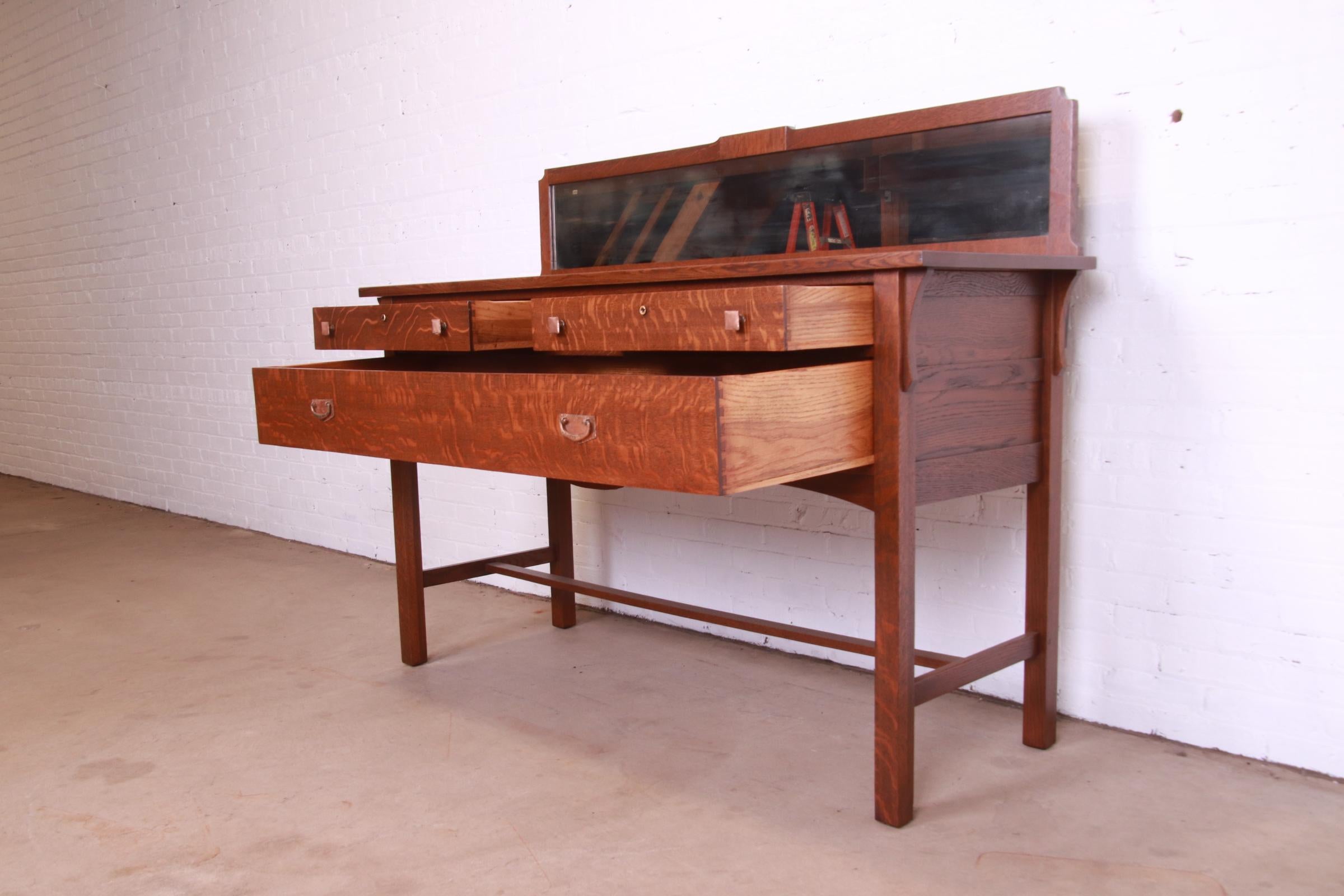 20th Century Limbert Mission Oak Arts & Crafts Sideboard Buffet Server, Newly Restored For Sale