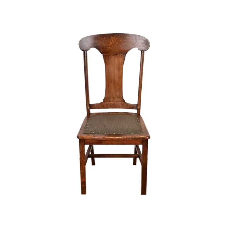 Limbert Style Antiker Arts & Crafts Dining Chair aus geschnitzter Eiche, CIRCA 1900