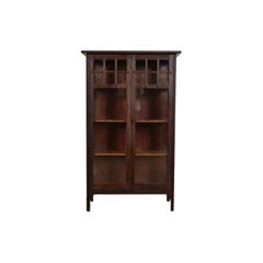 Limbert Style Antique Mission Oak Arts & Crafts Bookcase Cabinet, Circa 1900