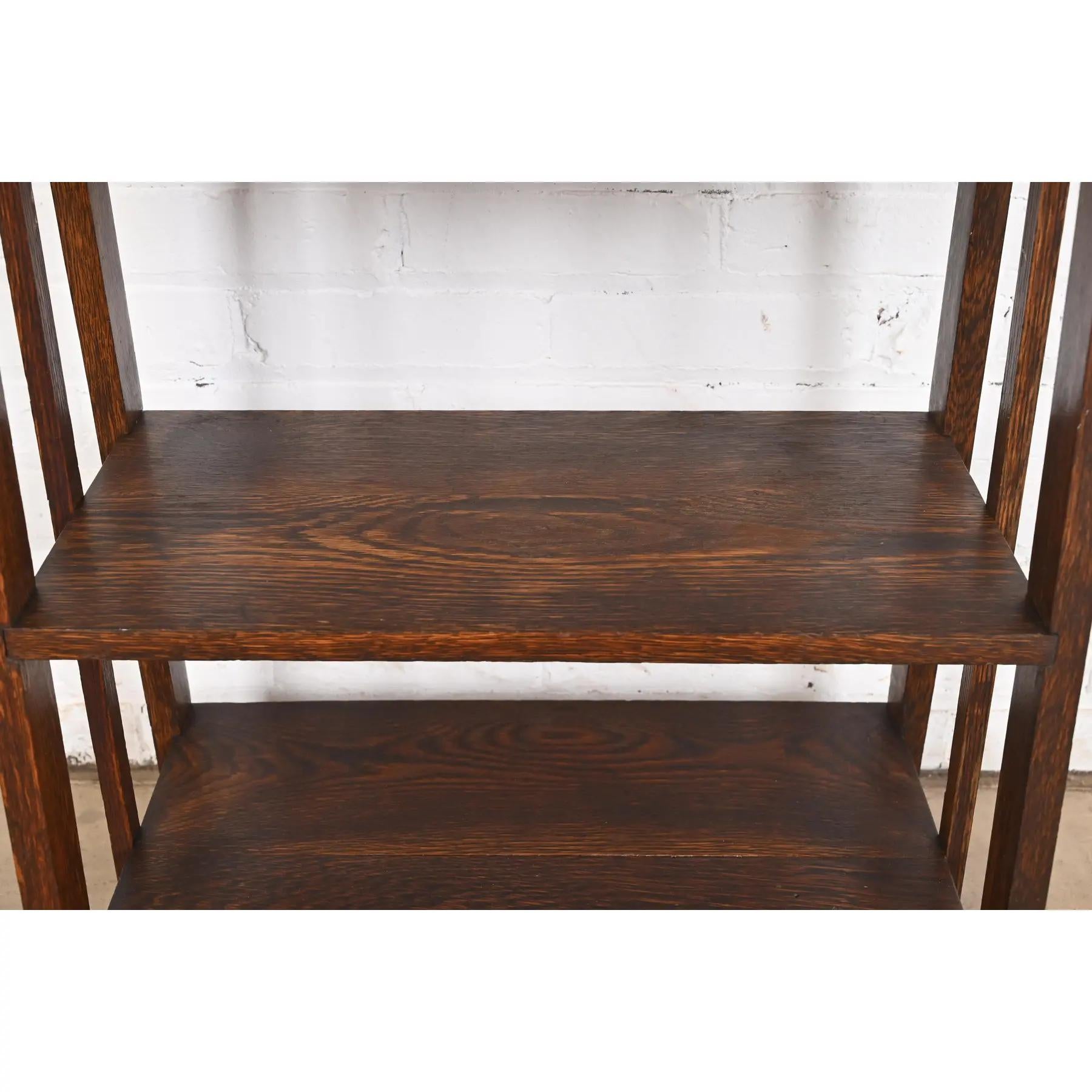 Limbert Style Antique Mission Oak Arts & Crafts Bookcase or Magazine Rack, 1900 For Sale 2