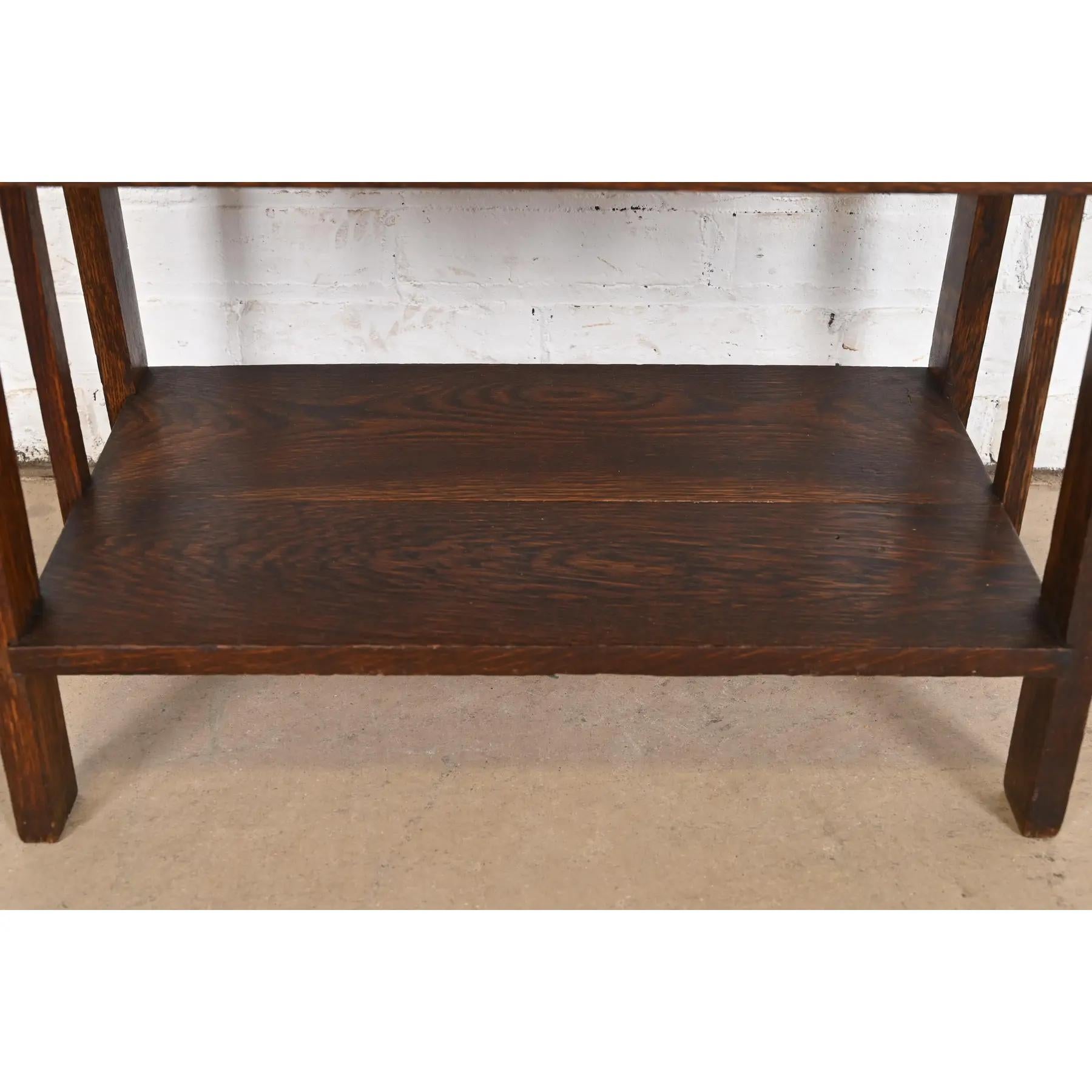 Limbert Style Antique Mission Oak Arts & Crafts Bookcase or Magazine Rack, 1900 For Sale 3