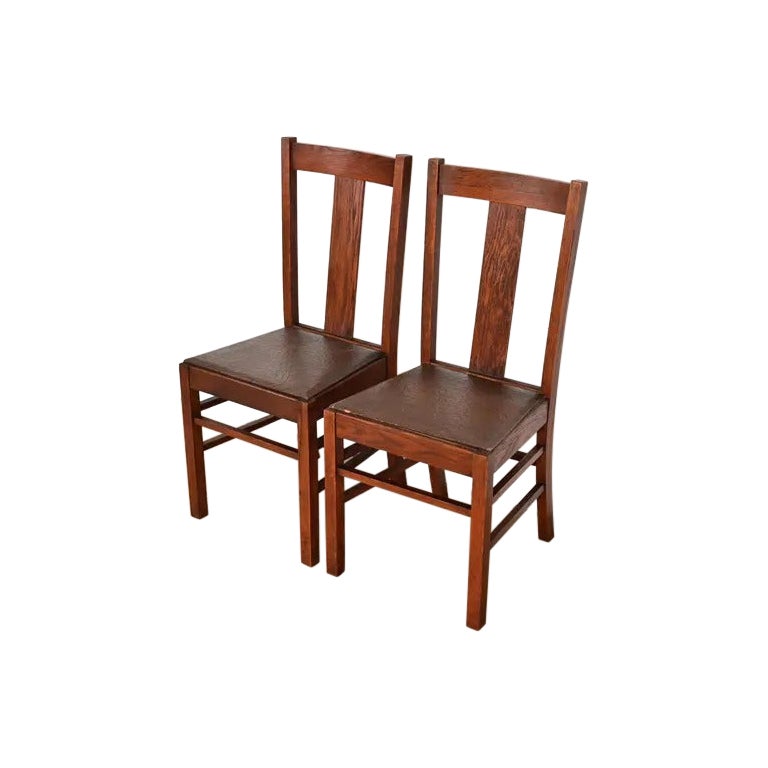 Limbert Stil Antike Mission Arts
Crafts Eiche Esszimmerstühle, Paar