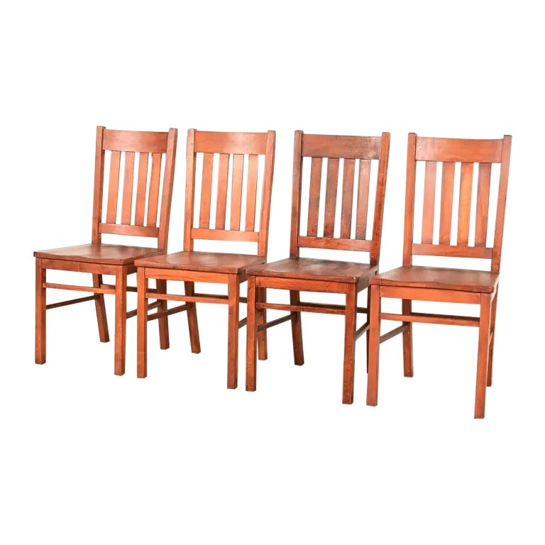 Limbert Style Antique Mission Oak Arts & Crafts Dining Chairs, Set of Four For Sale