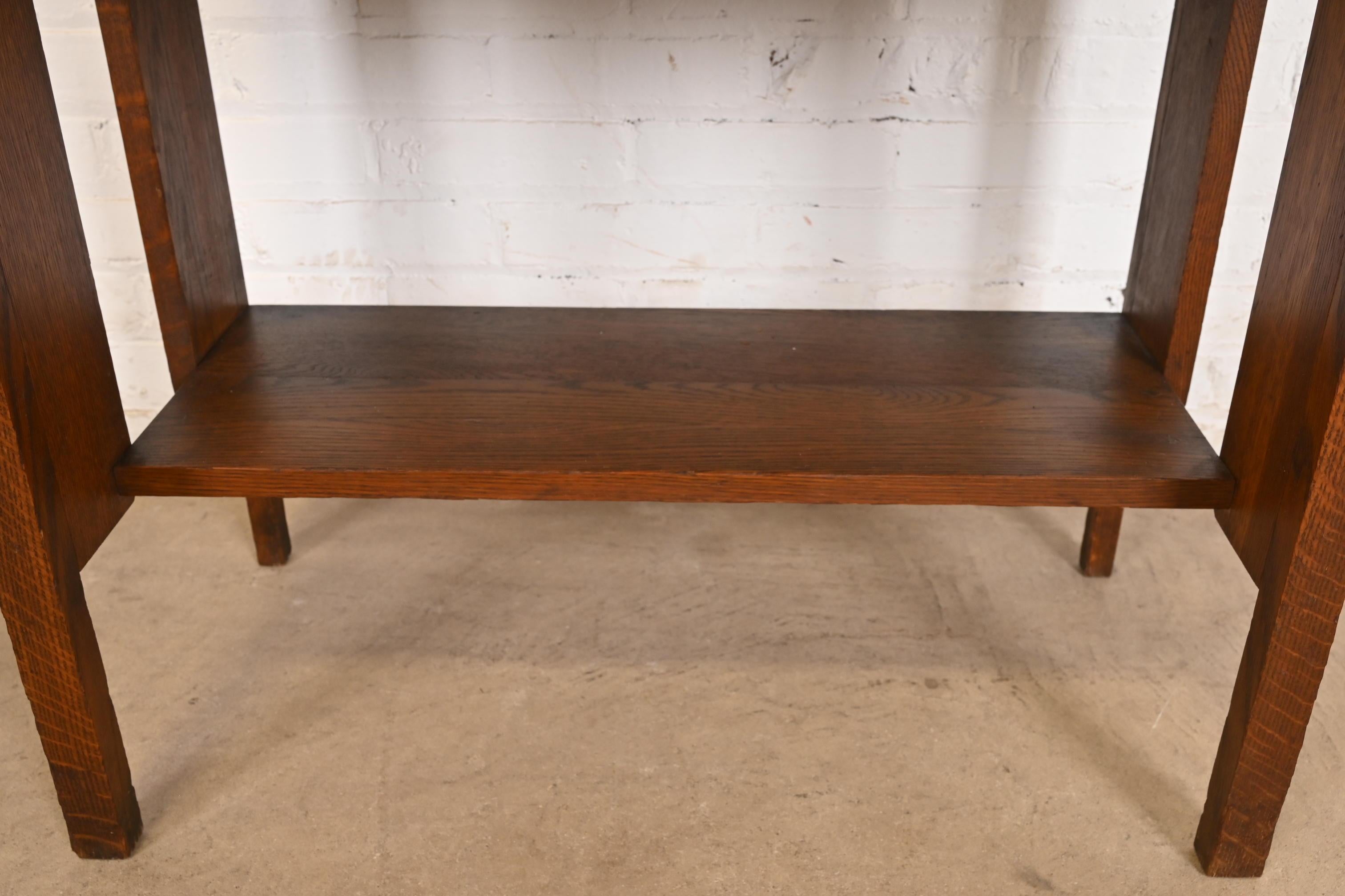 Limbert Style Antique Mission Oak Arts & Crafts Drop Front Secretary Desk For Sale 2