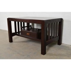 Limbert Style Antique Mission Oak Arts & Crafts Library Table, Circa 1910