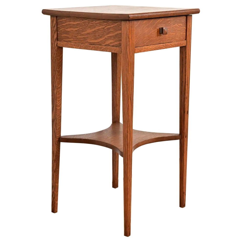 Limbert Style Antique Mission Oak Arts & Crafts Nightstand or Side Table