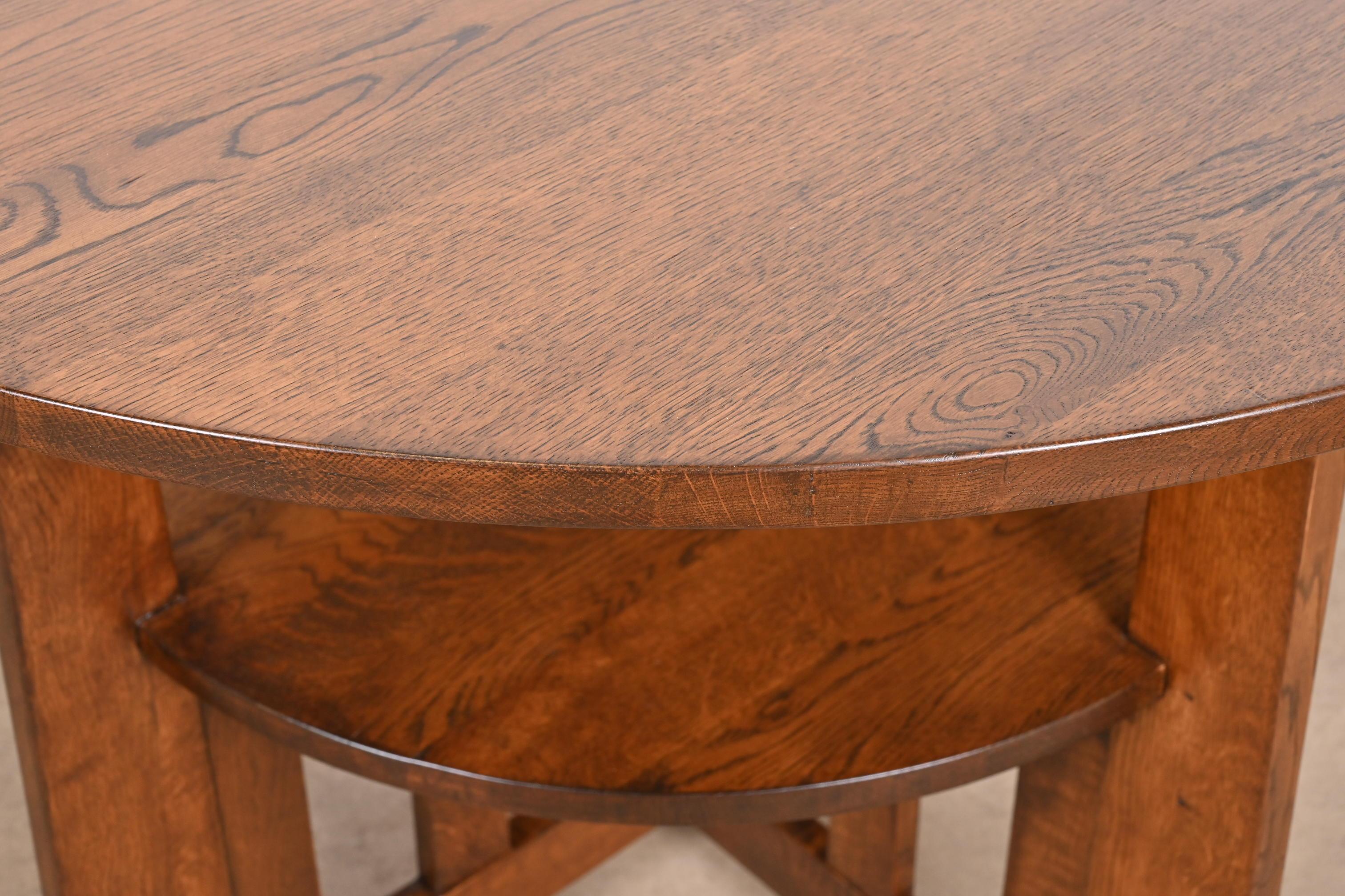 Limbert Style Antique Mission Oak Arts & Crafts Two-Tier Center Table For Sale 5