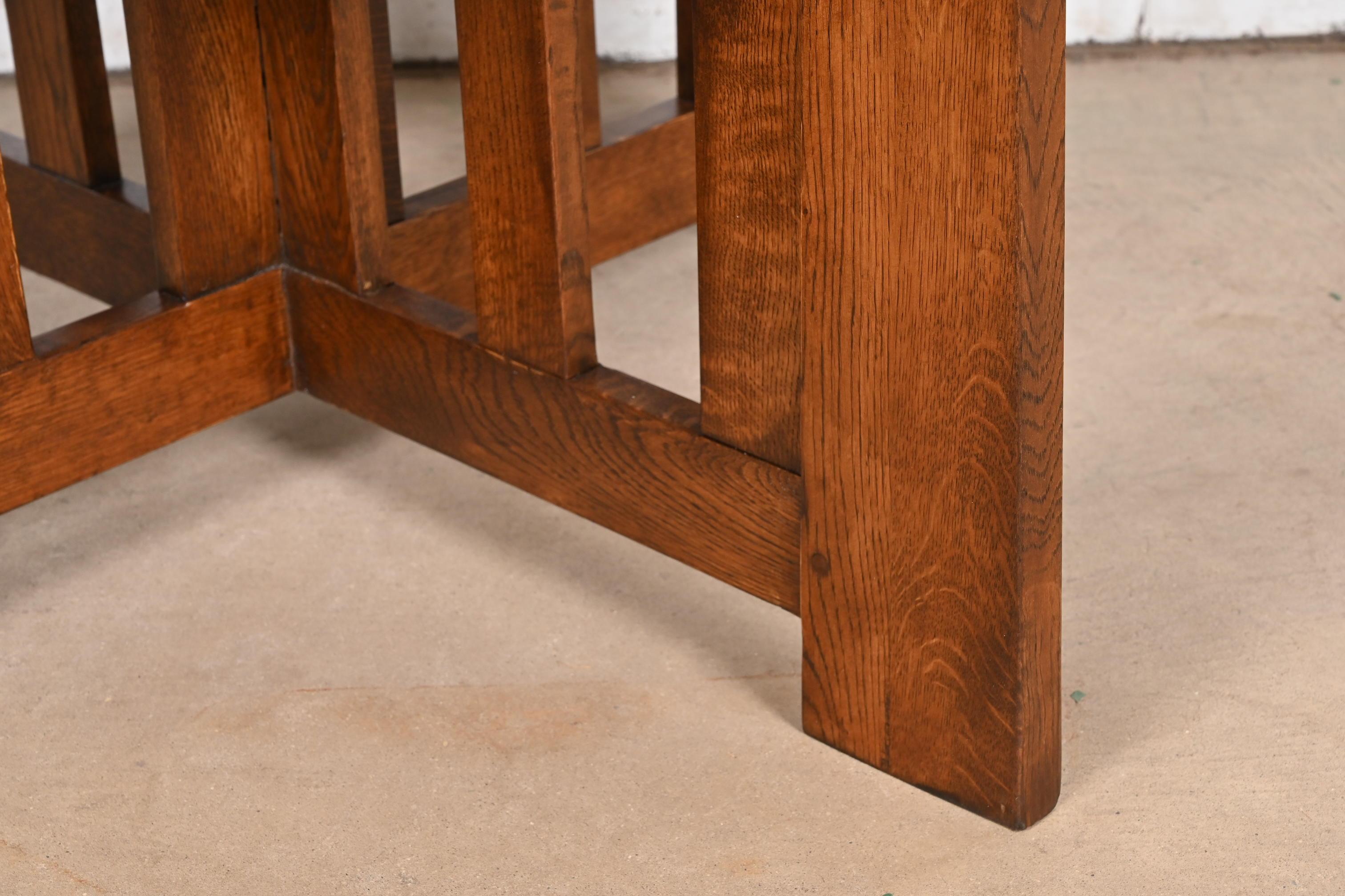 Limbert Style Antique Mission Oak Arts & Crafts Two-Tier Center Table For Sale 3