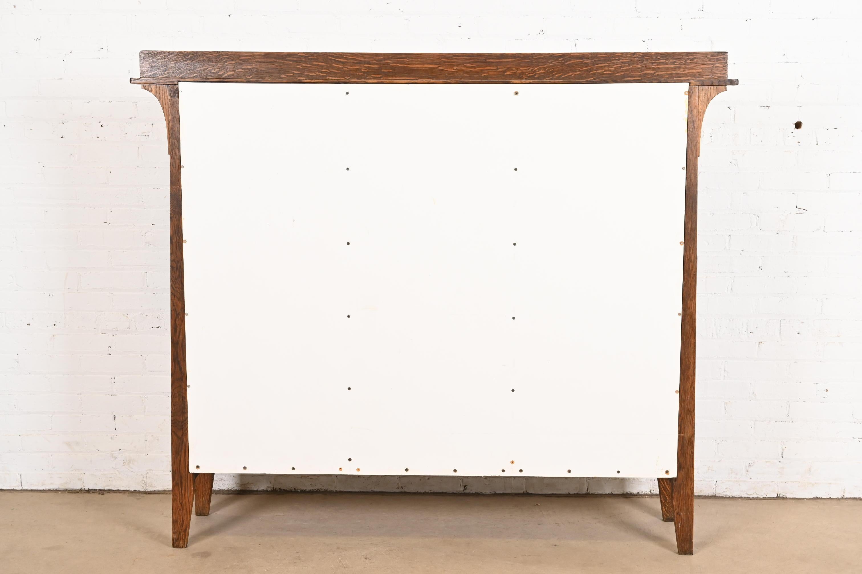 Limbert Style Mission Oak Arts and Crafts Triple Bookcase Cabinet en venta 3