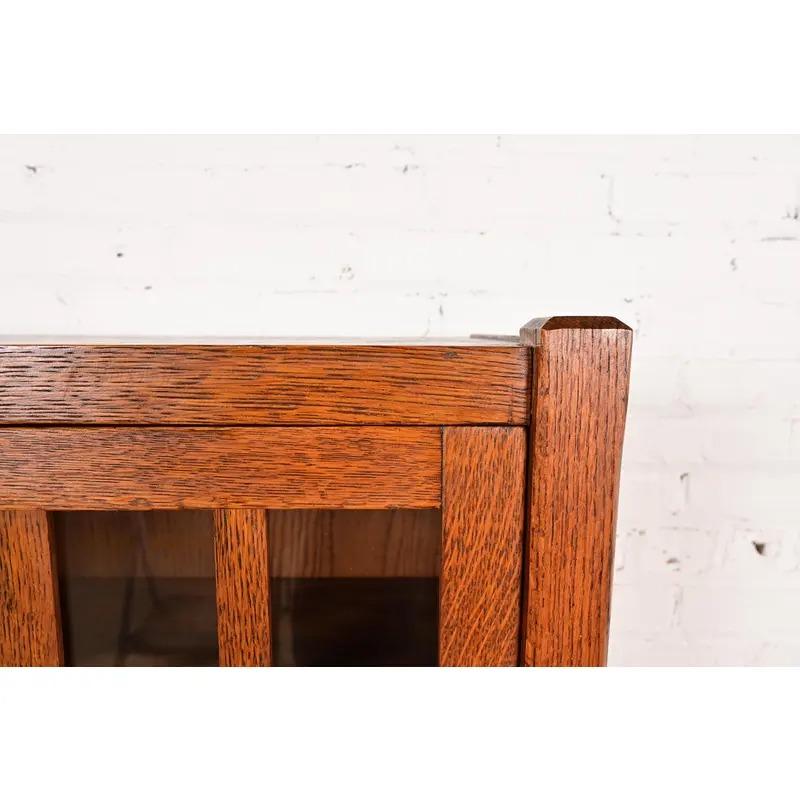 Mobile libreria doppio in stile Mission Arts & Crafts di Oak, CIRCA 1900 in vendita 3