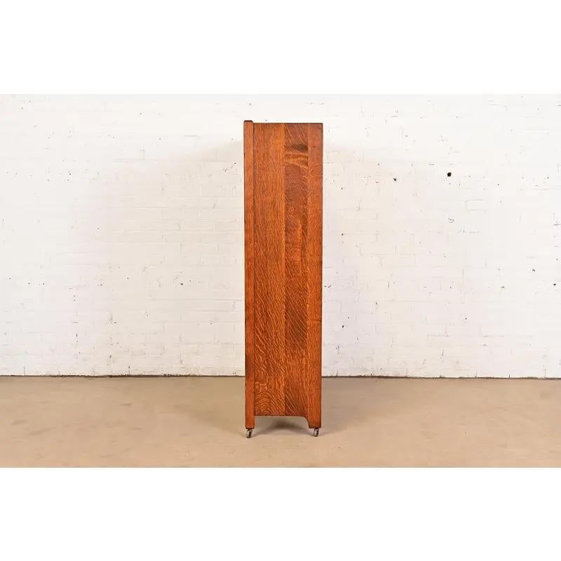 Mobile libreria doppio in stile Mission Arts & Crafts di Oak, CIRCA 1900 in vendita 5