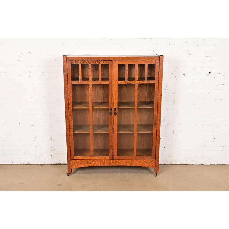 Arts and Crafts Mobile libreria doppio in stile Mission Arts & Crafts di Oak, CIRCA 1900 in vendita