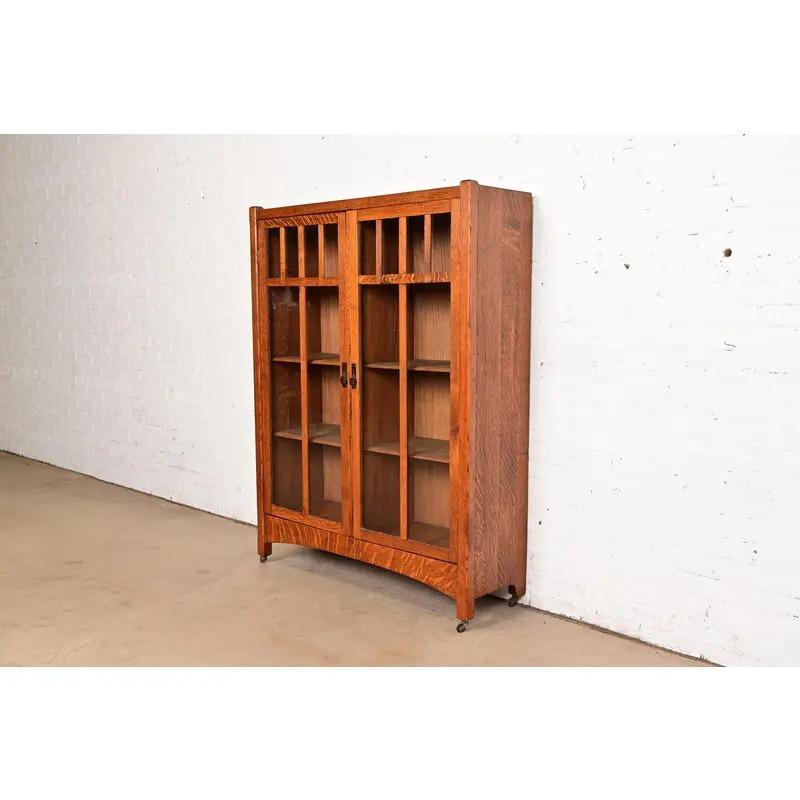 Americano Mobile libreria doppio in stile Mission Arts & Crafts di Oak, CIRCA 1900 in vendita