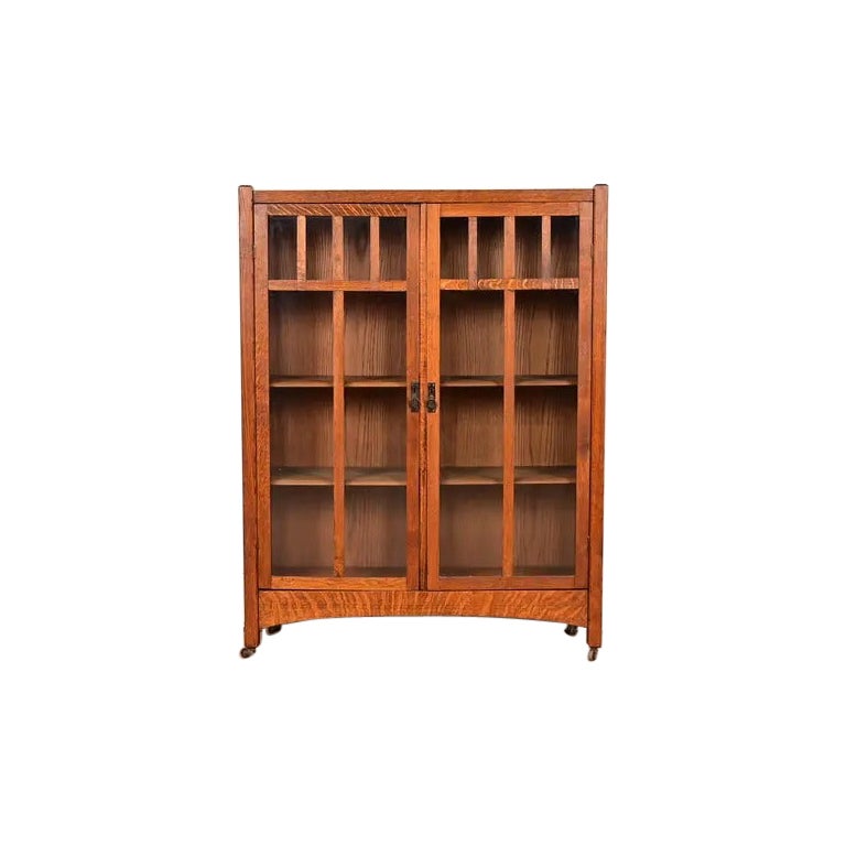 Mobile libreria doppio in stile Mission Arts & Crafts di Oak, CIRCA 1900 in vendita