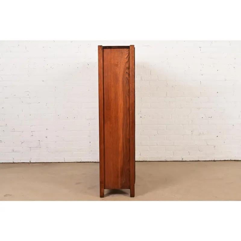 Limbert Style Mission Oak Arts & Crafts Glass Front Double Bookcase, Circa 1900 For Sale 4