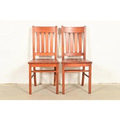 Limbert Style Mission Oak Arts & Crafts Side Chairs or Dining Chairs, Pair