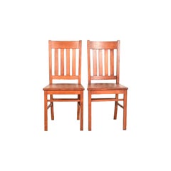 Limbert Style Mission Oak Arts & Crafts Side Chairs or Dining Chairs, Pair