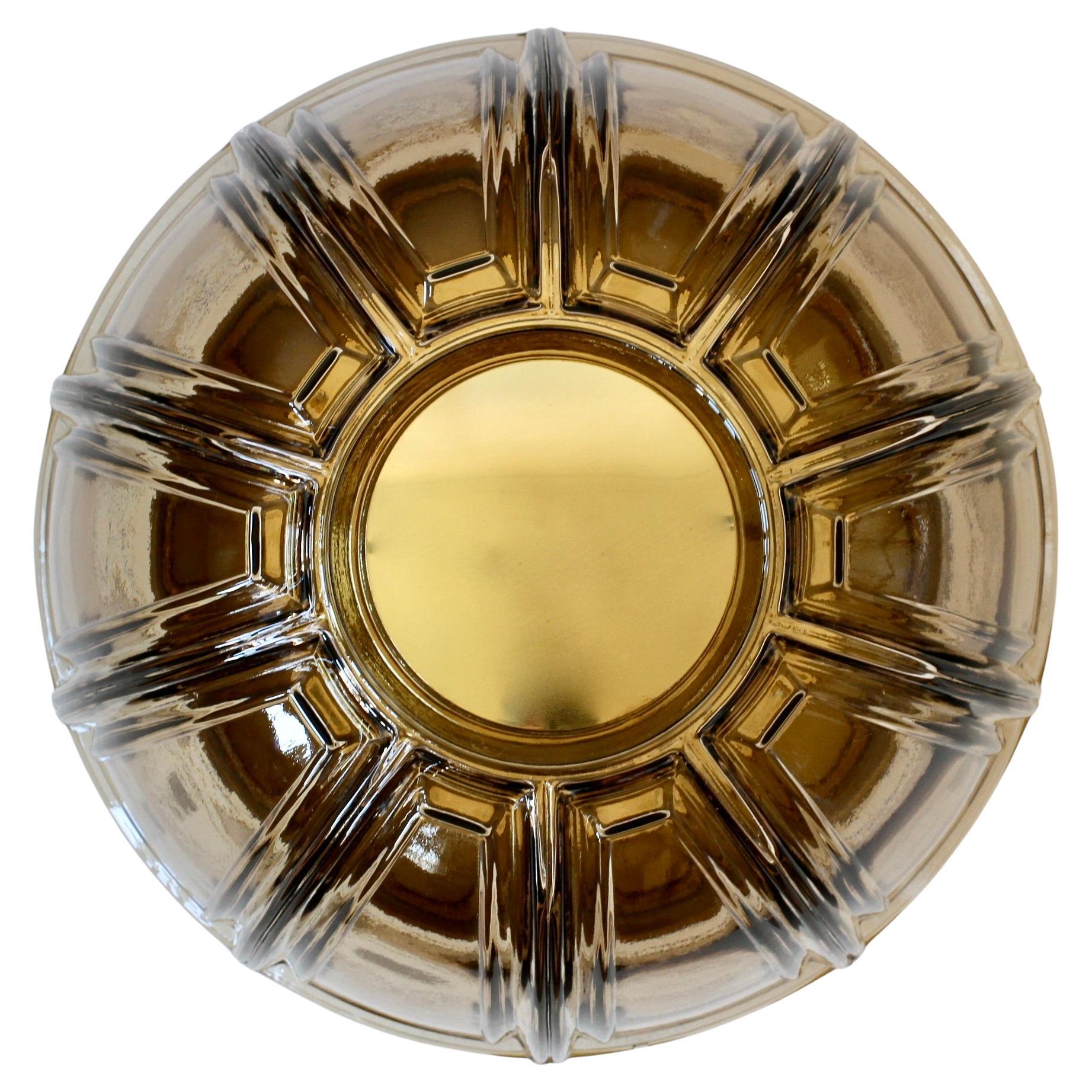 Limburg 1 of 2 Topaz Toned Textured Glass Flush Mount Wall Lights or Sconces
