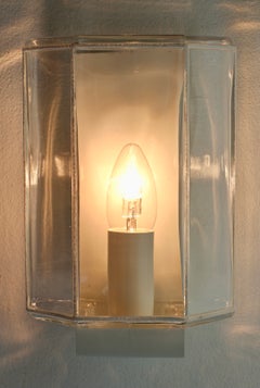 Limburg 1 of 3 Pairs of Swedish 1970s Minimalist White & Clear Glass Wall Lights