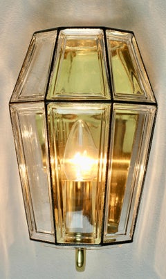 Limburg 1 of 4 of Mid-Century Iron & Clear Glass Wall Mounted Light Lamp Sconces