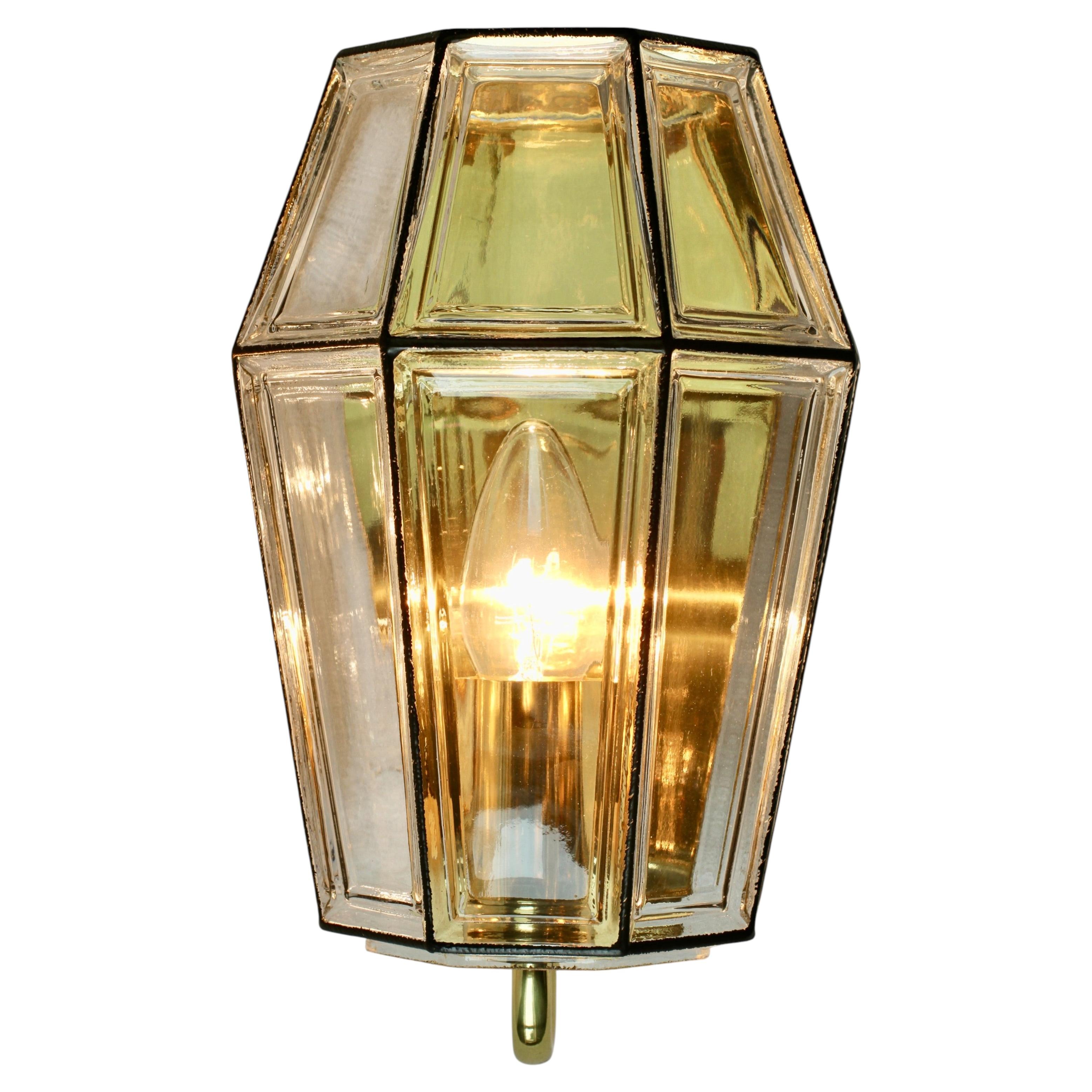 Limburg 1 of 4 of Mid-Century Iron & Clear Glass Wall Mounted Light Lamp Sconces