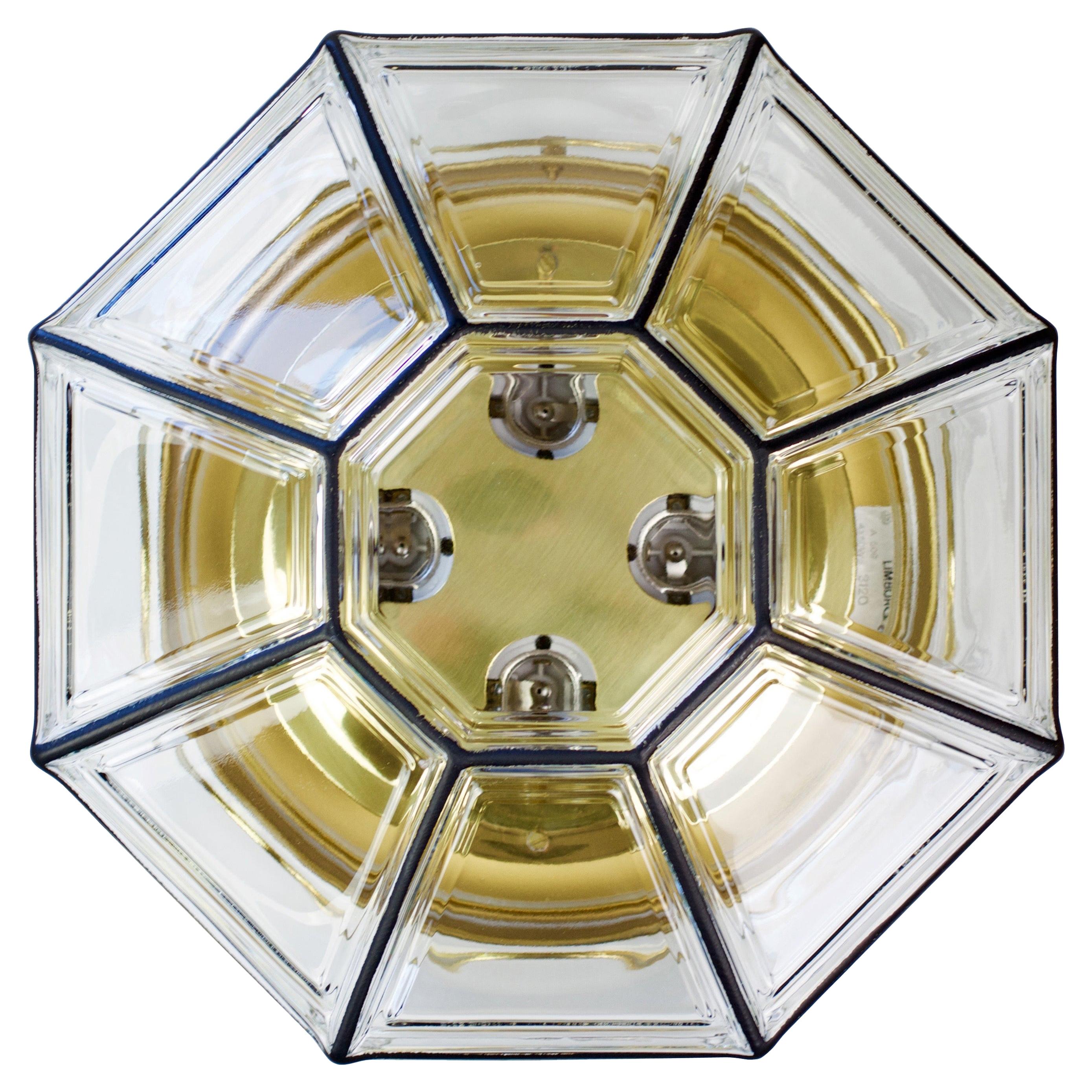 Limburg 1 of 4 Vintage Extra Large Octagonal Iron & Clear Glass Flushmount Light