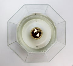 Limburg 1 of 4 Geometric White & Clear Glass 1970s Flush Mount Lights Lamps