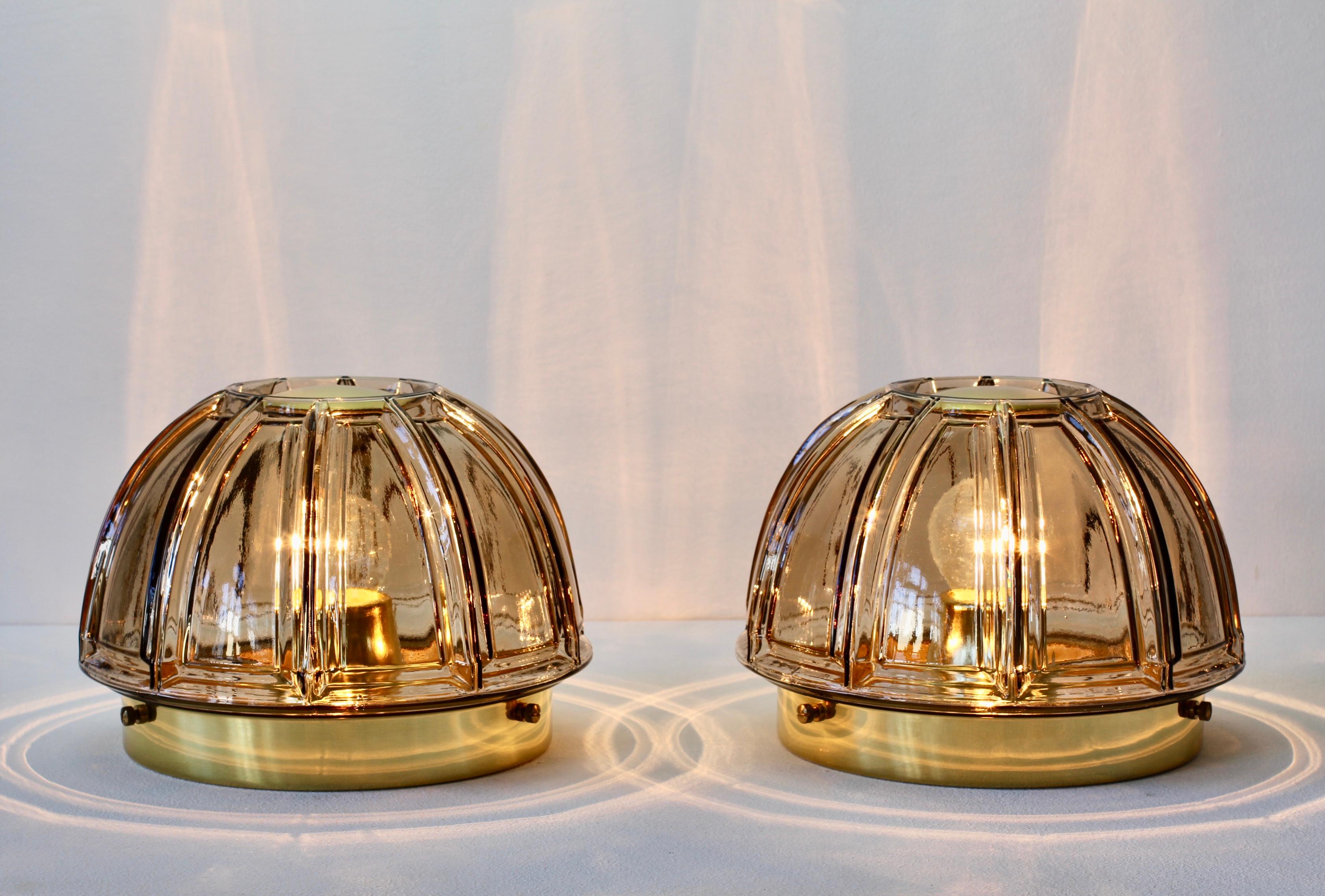 Limburg 1 of 5 Topaz Toned Textured Glass Flush Mount Wall Lights or Sconces For Sale 3