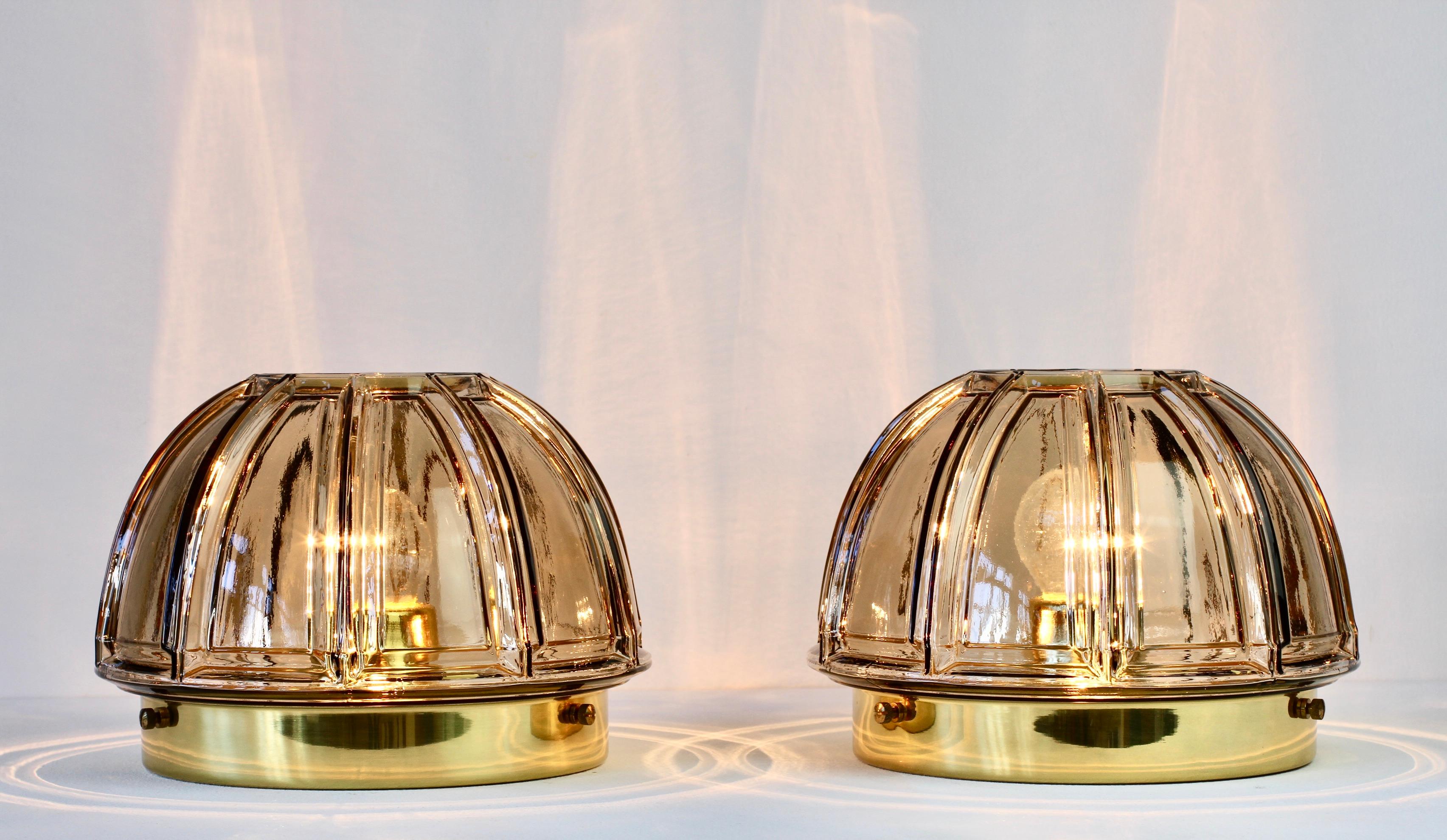 Limburg 1 of 5 Topaz Toned Textured Glass Flush Mount Wall Lights or Sconces For Sale 9