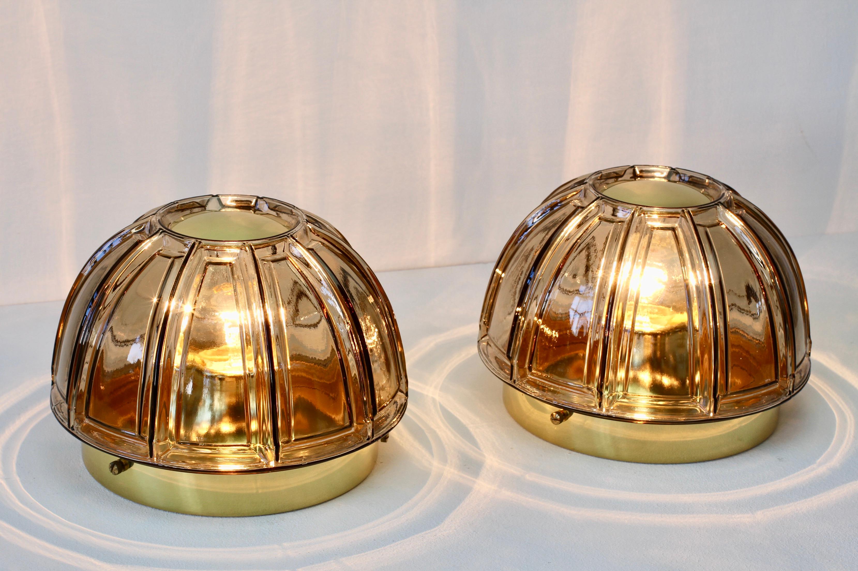 Limburg 1 of 5 Topaz Toned Textured Glass Flush Mount Wall Lights or Sconces For Sale 10
