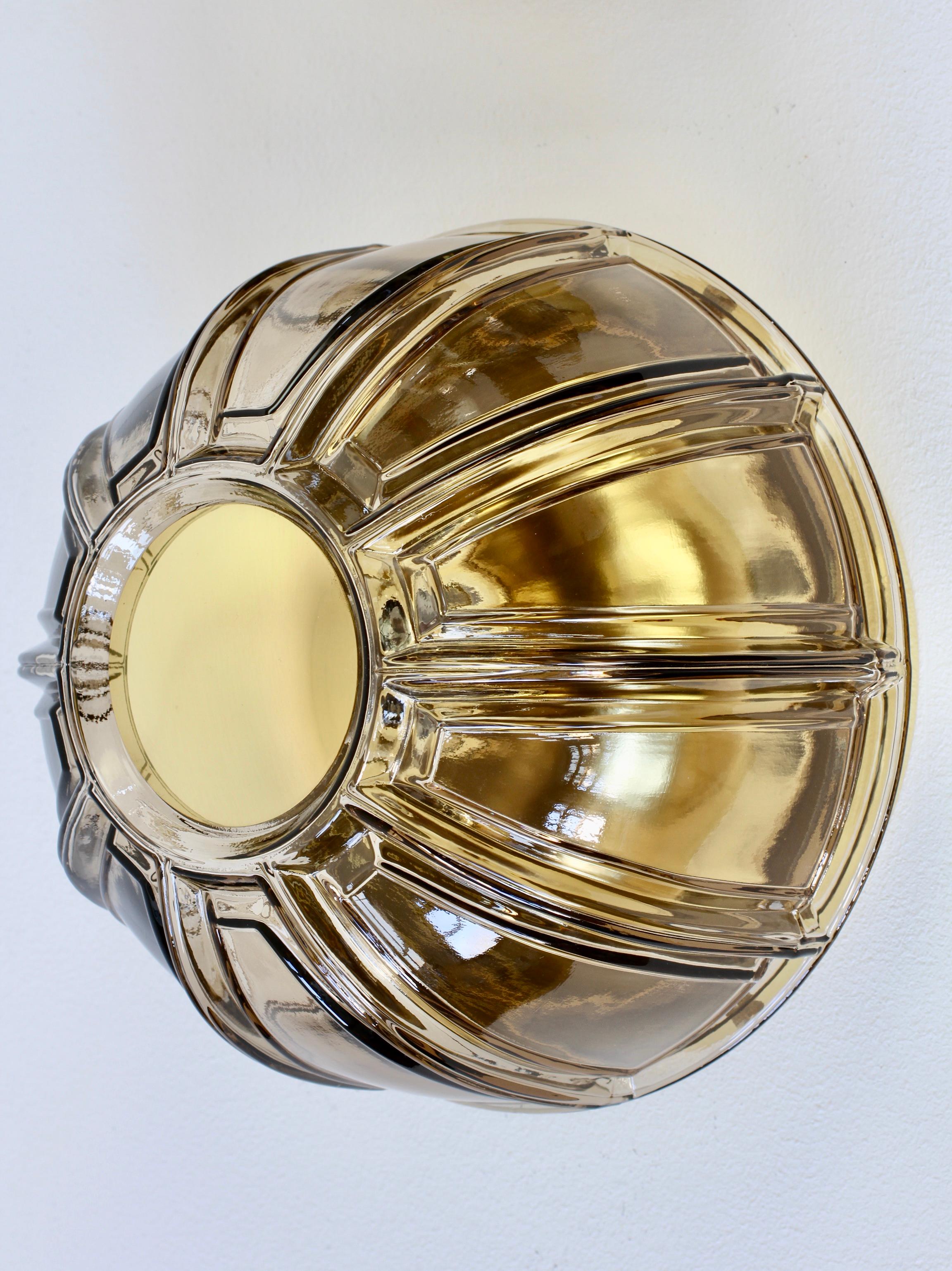 Polished Limburg 1 of 5 Topaz Toned Textured Glass Flush Mount Wall Lights or Sconces For Sale