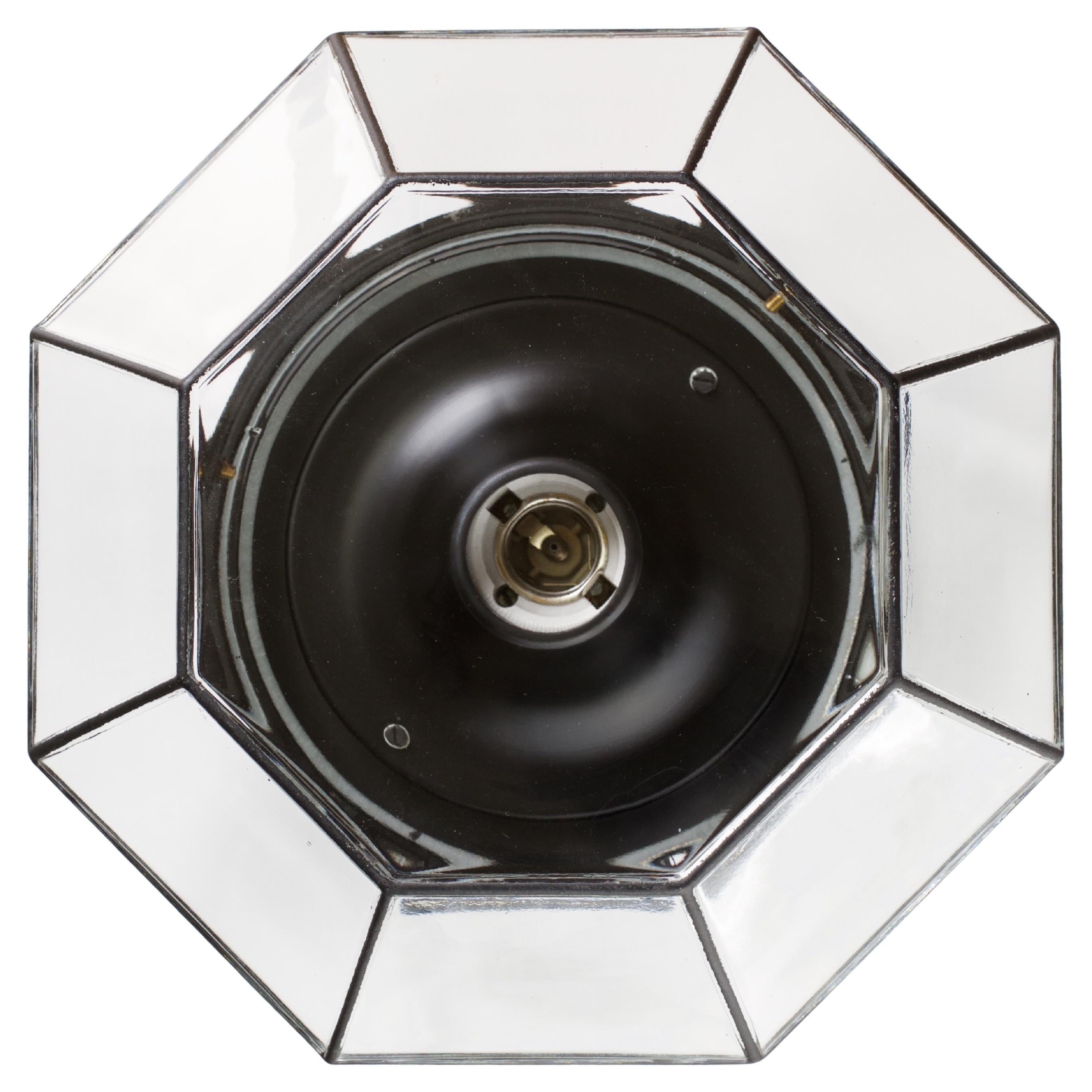 Limburg 1 von 6 großen geometrischen Vintage Lights aus schwarzem und klarem Glas Flush Mount