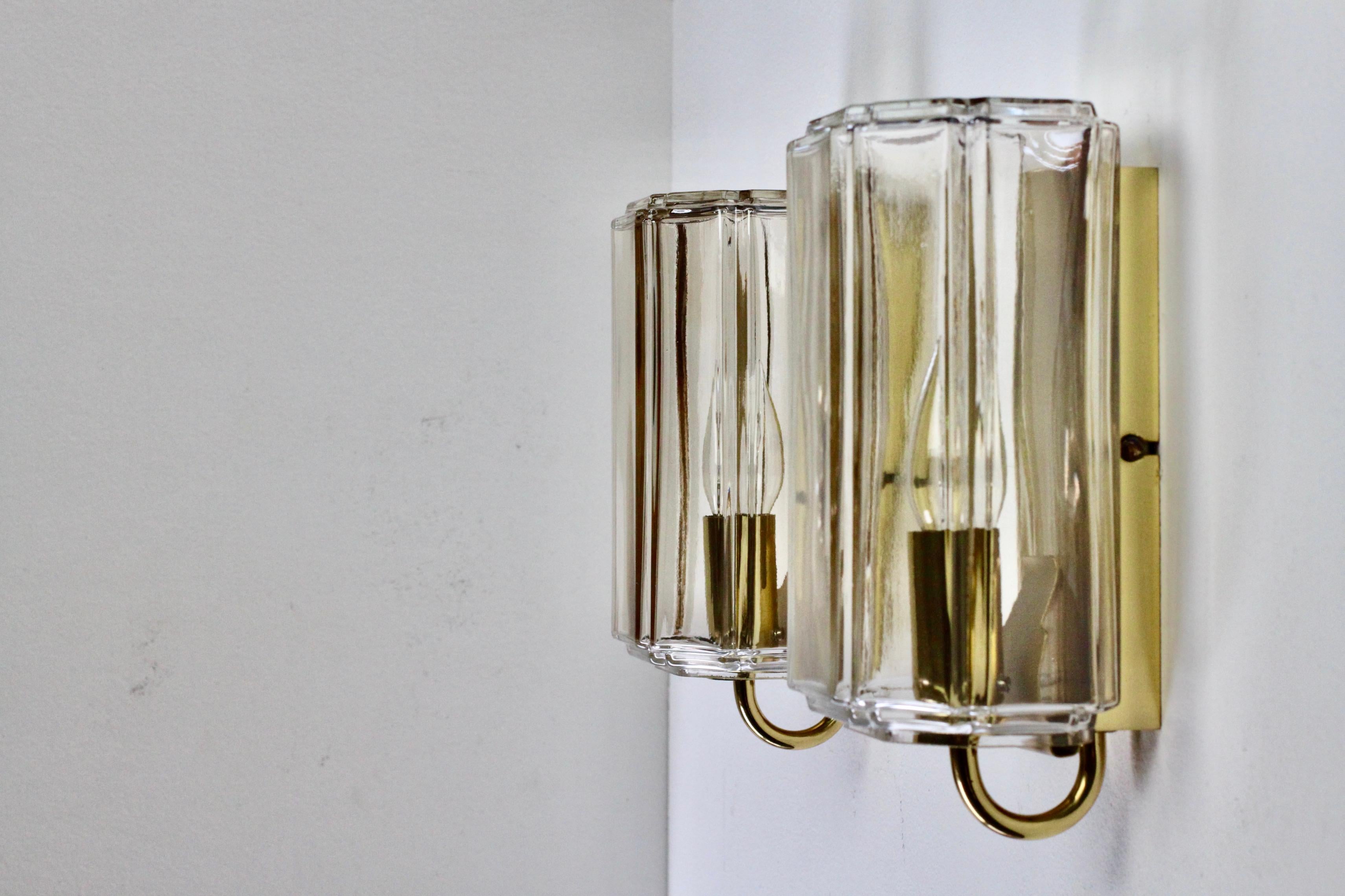 Limburg 1 von 6 Wandleuchten aus klarem 'Topas'-Glas und Messing aus der Jahrhundertmitte der 1970er Jahre im Angebot 5