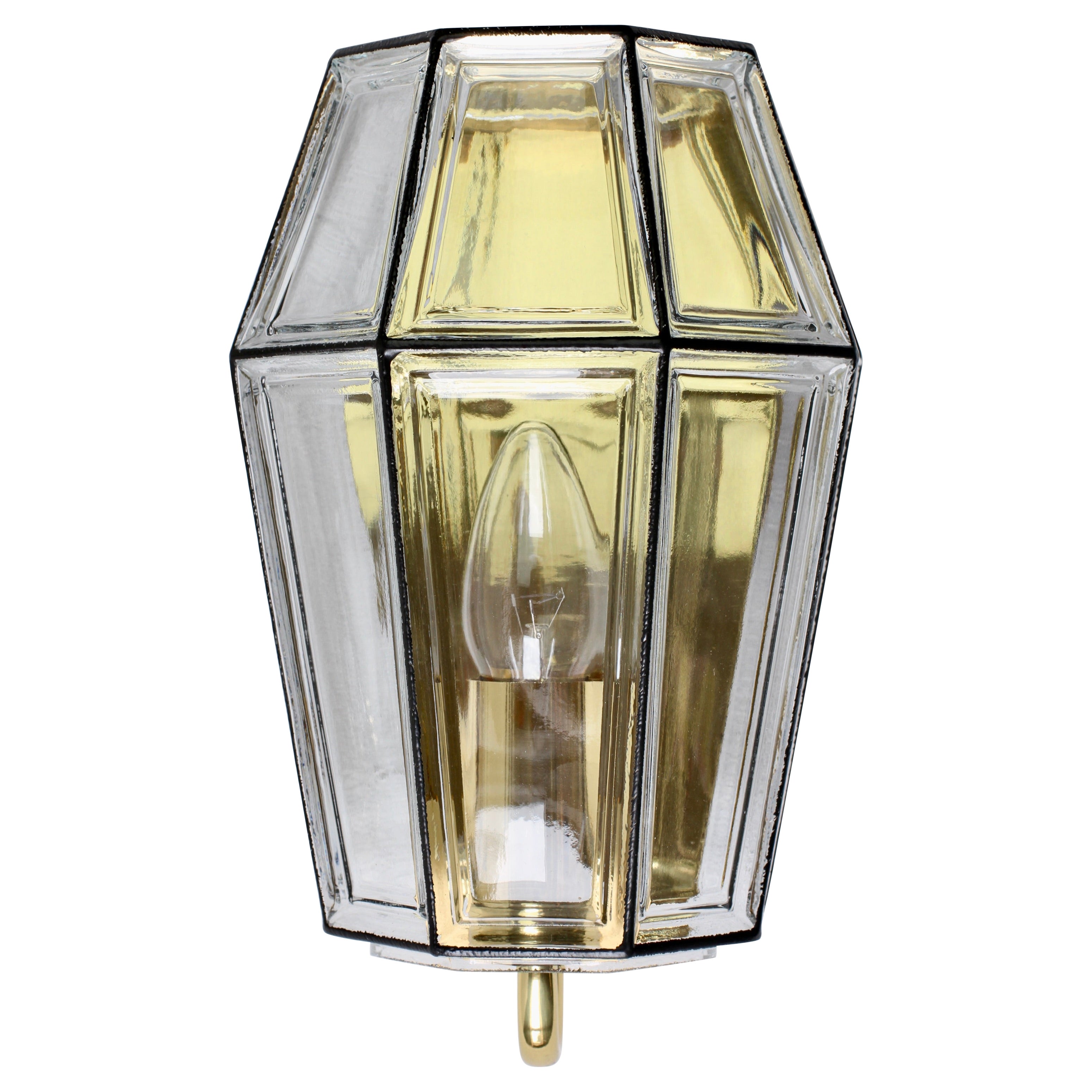 Limburg 1 of 8 of Mid-Century Iron & Clear Glass Wall Mounted Light Lamp Sconces