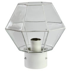 Limburg 1 of a Pair Geometric White & Clear Glass 1970s Flush Mount Lights Lamps