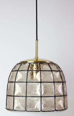 Limburg 1960s Mid-Century Modern Black Iron & Glass Honeycomb Bell Pendant Light