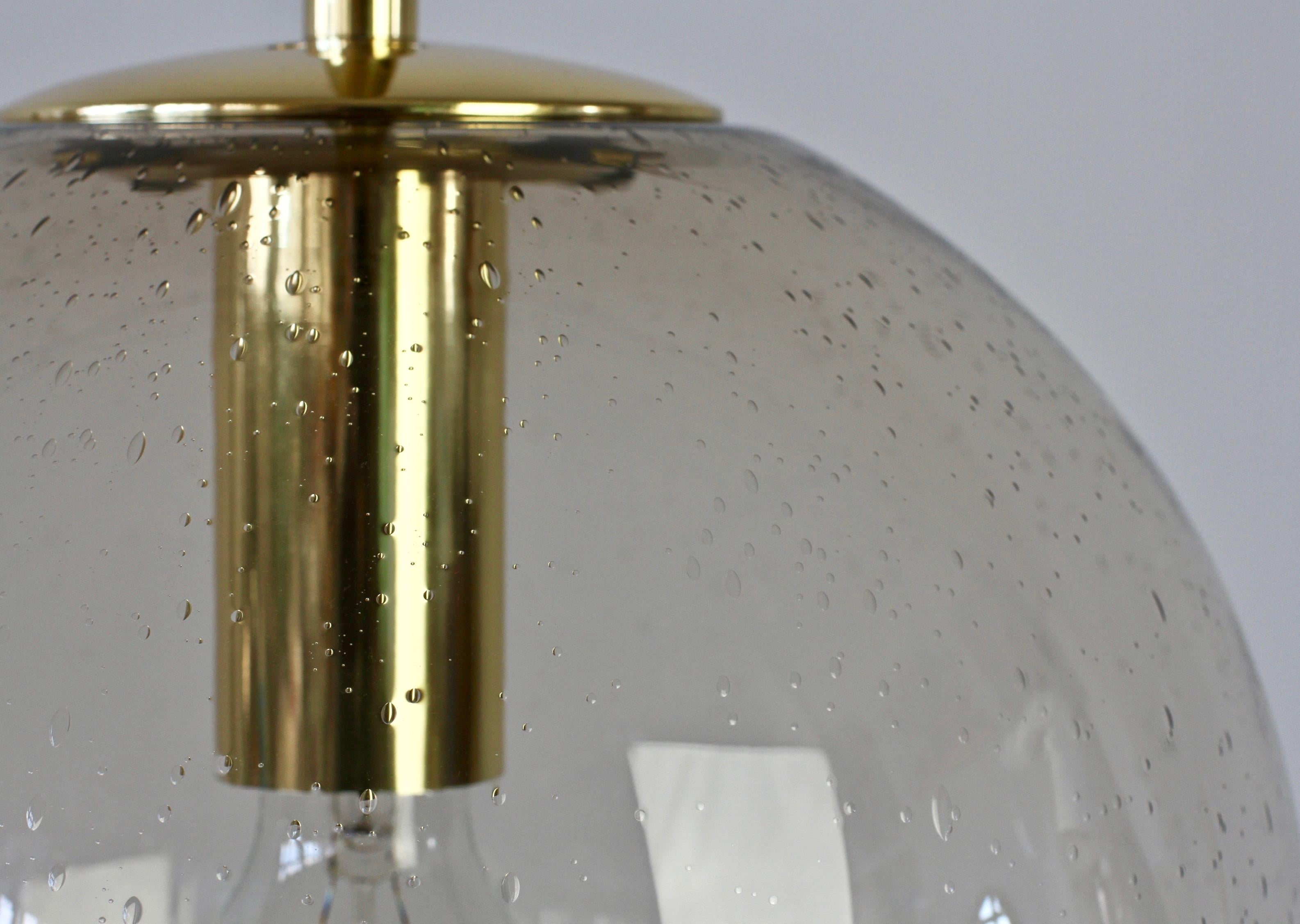20th Century Limburg 1970s 'New Old Stock' Vintage Round Smoked Glass Globe Pendant Light