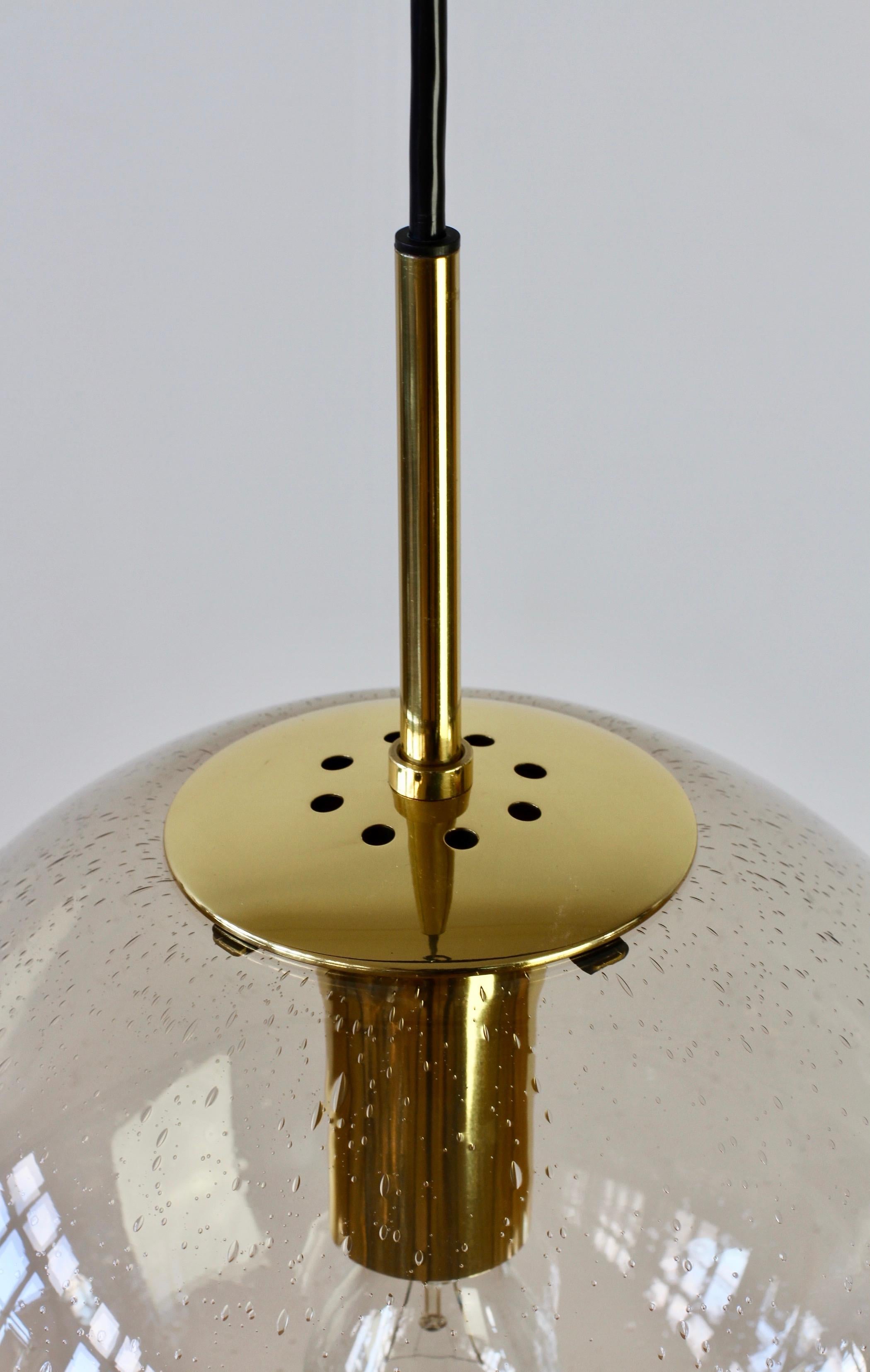 German Limburg 1970s 'New Old Stock' Vintage Round Smoked Glass Globe Pendant Light
