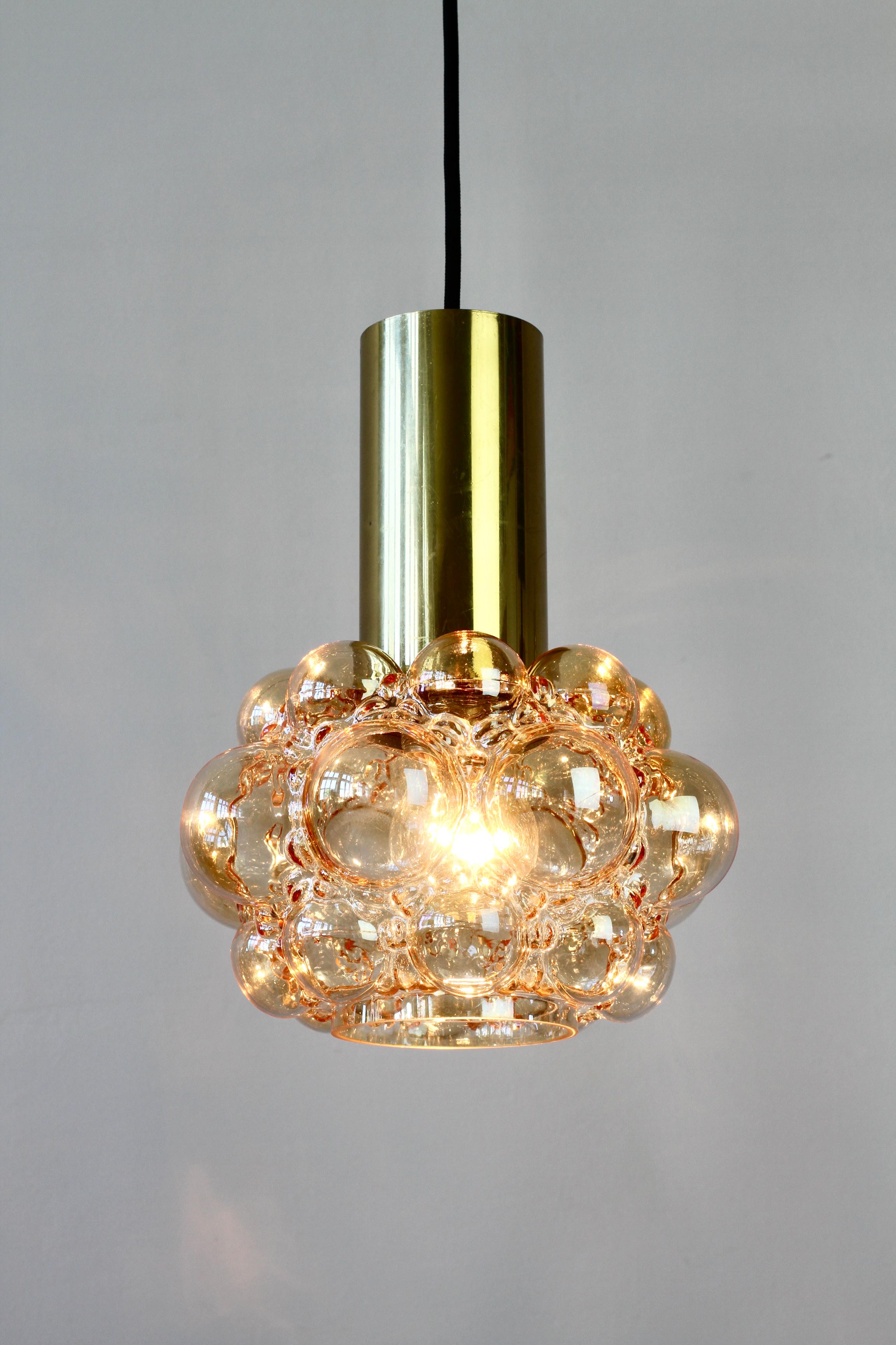 Limburg Amber Bubble Glass Pendant Light by Helena Tynell circa 1965 For Sale 3