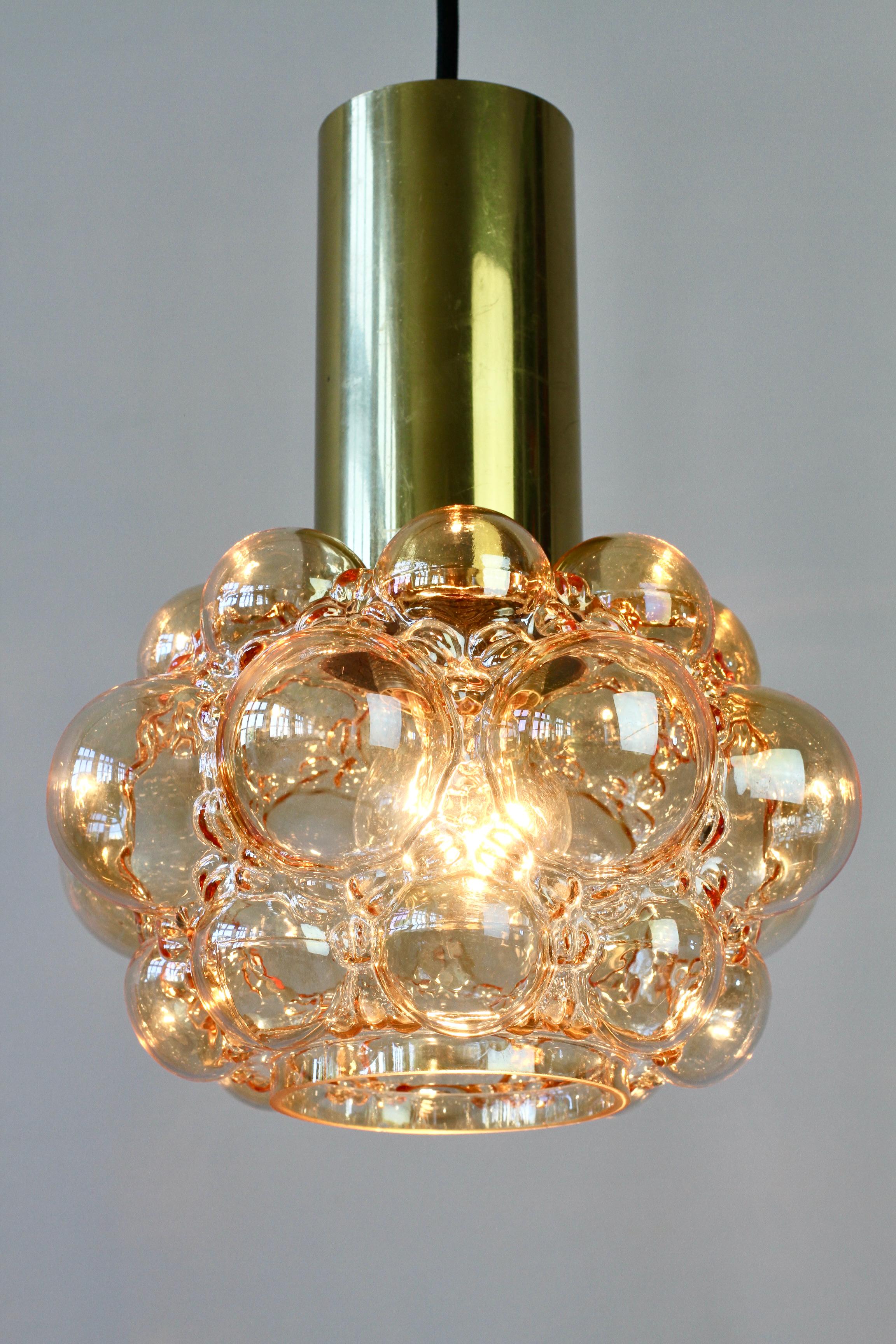 Limburg Amber Bubble Glass Pendant Light by Helena Tynell circa 1965 For Sale 6