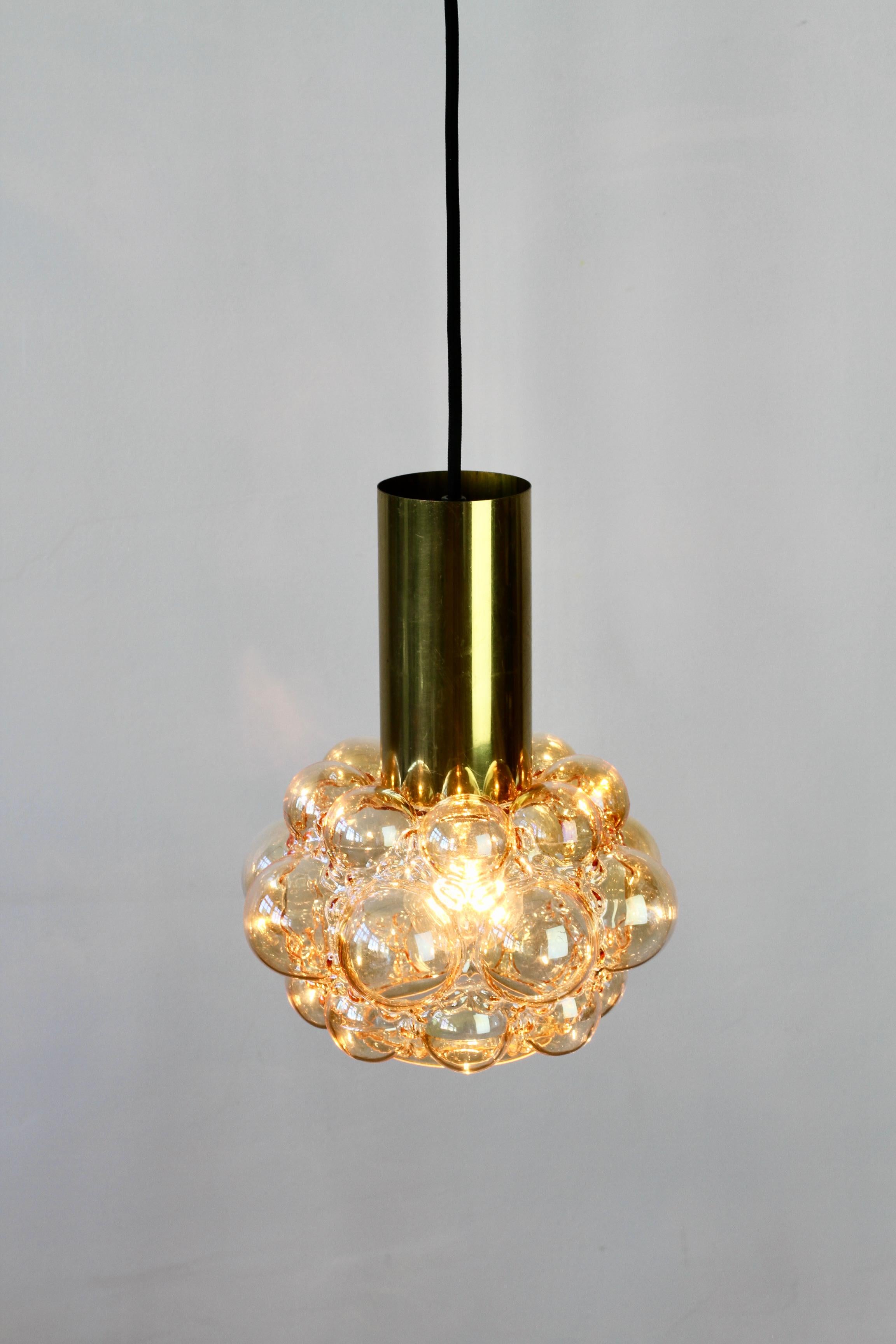 Mid-Century Modern Limburg Amber Bubble Glass Pendant Light by Helena Tynell circa 1965 For Sale