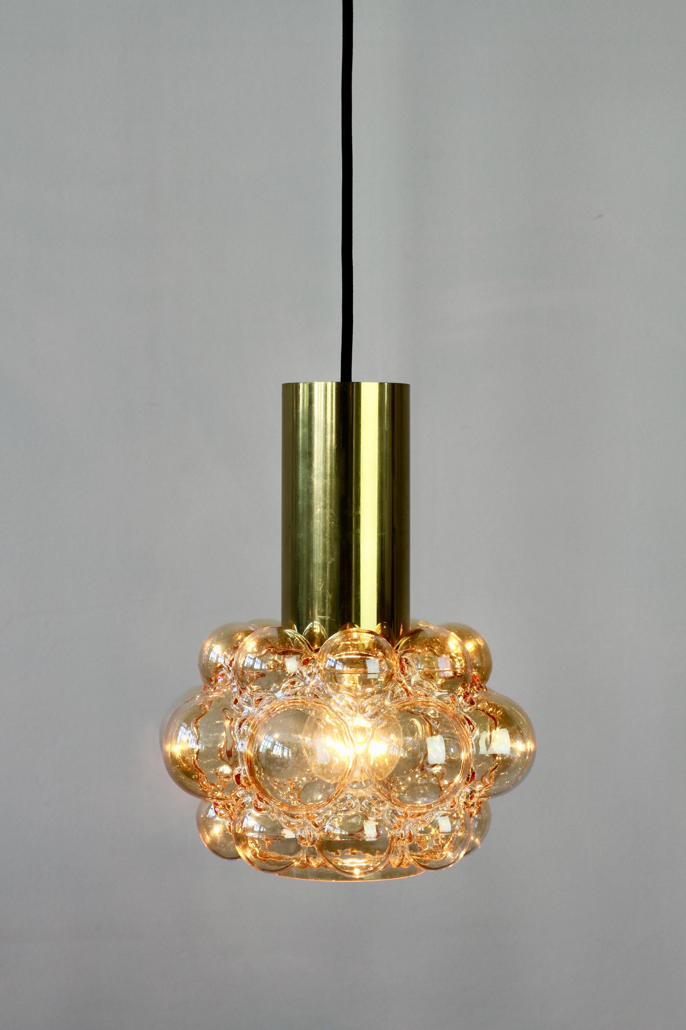 Molded Limburg Amber Bubble Glass Pendant Light by Helena Tynell circa 1965 For Sale